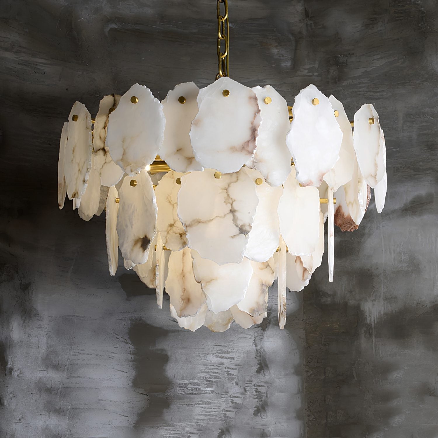Leon Alabaster Chandelier Layered Stone Slices - Neutralighting