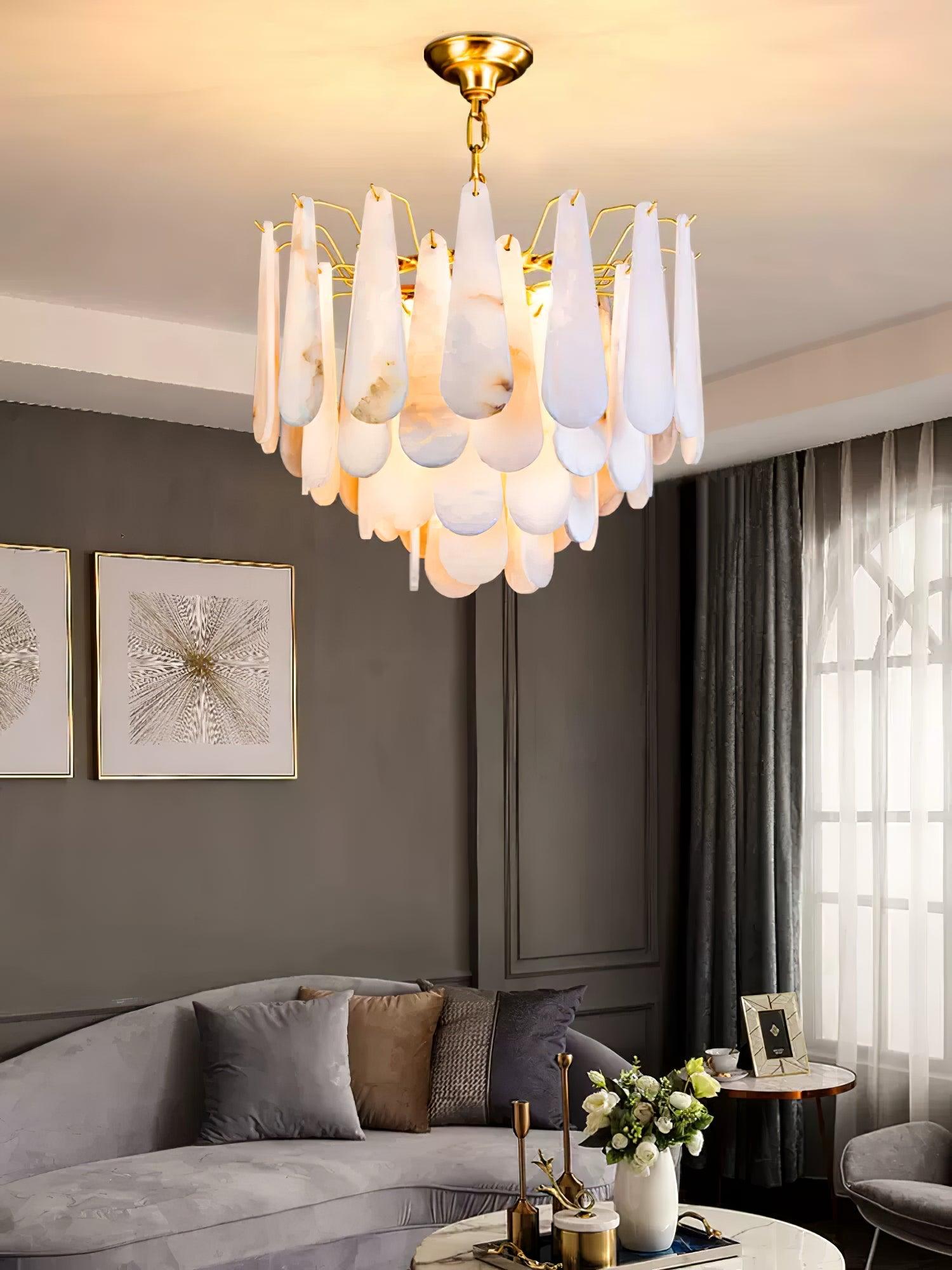 Ucararae Teardrop Alabaster Chandelier - Neutralighting