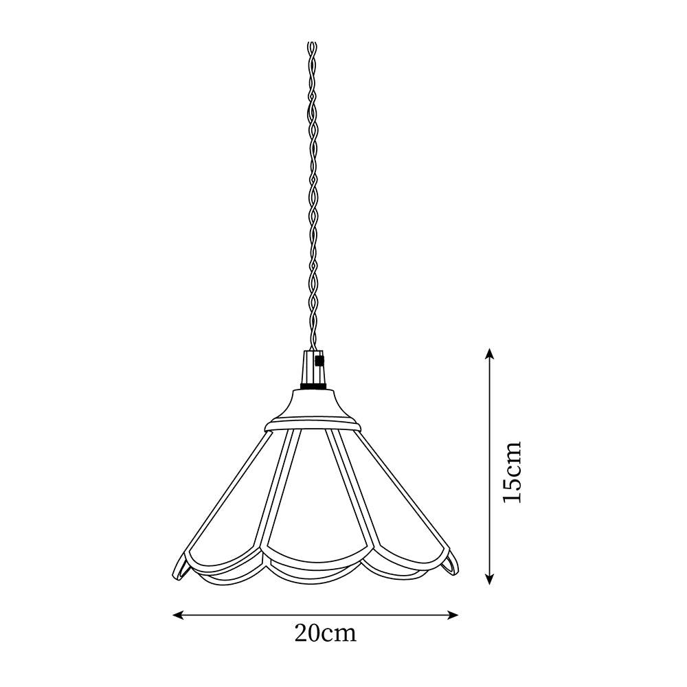 Pendant Lamp Textured Blue Glass Scalloped Brass - Neutralighting