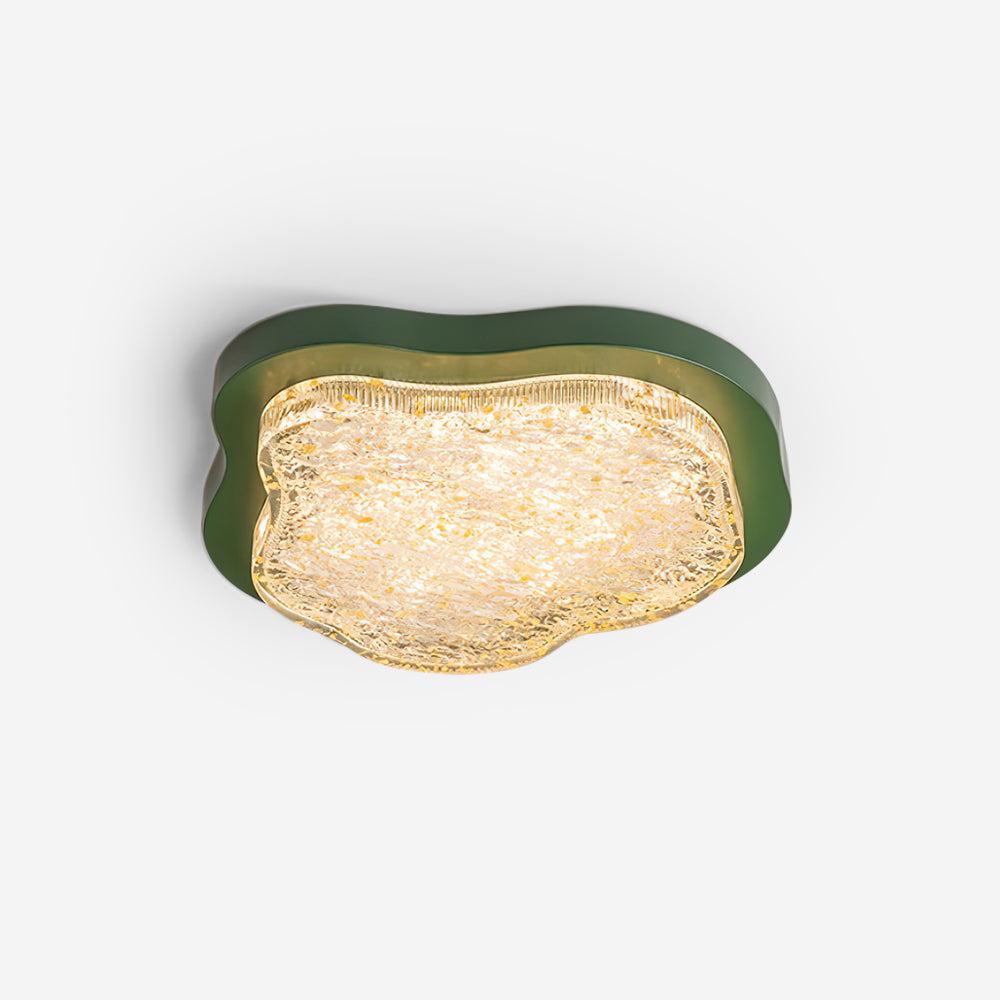 Ceiling Light Irregular Shape Resin Gold Leaf Modern Artistic Green - Neutralighting