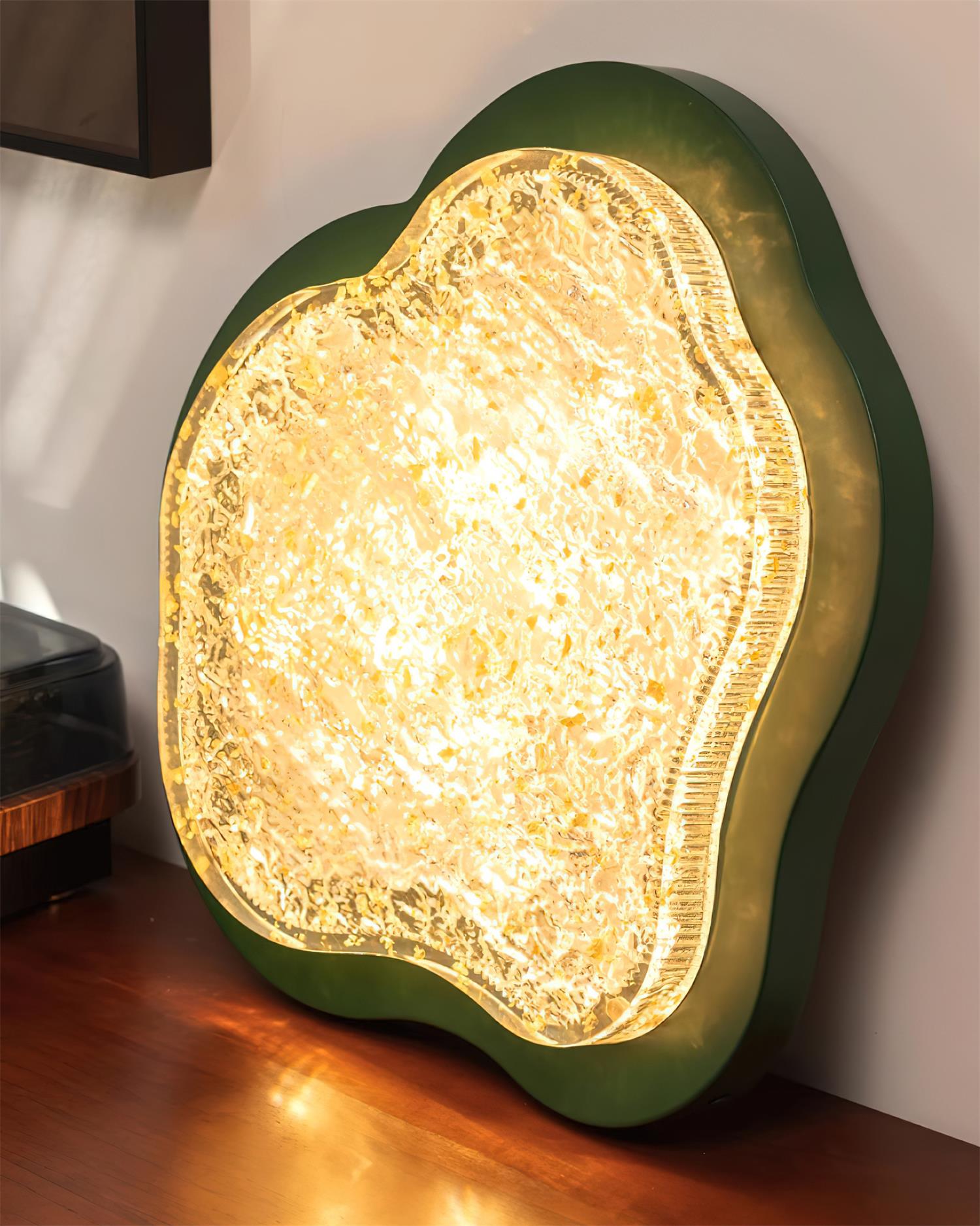 Ceiling Light Irregular Shape Resin Gold Leaf Modern Artistic Green - Neutralighting