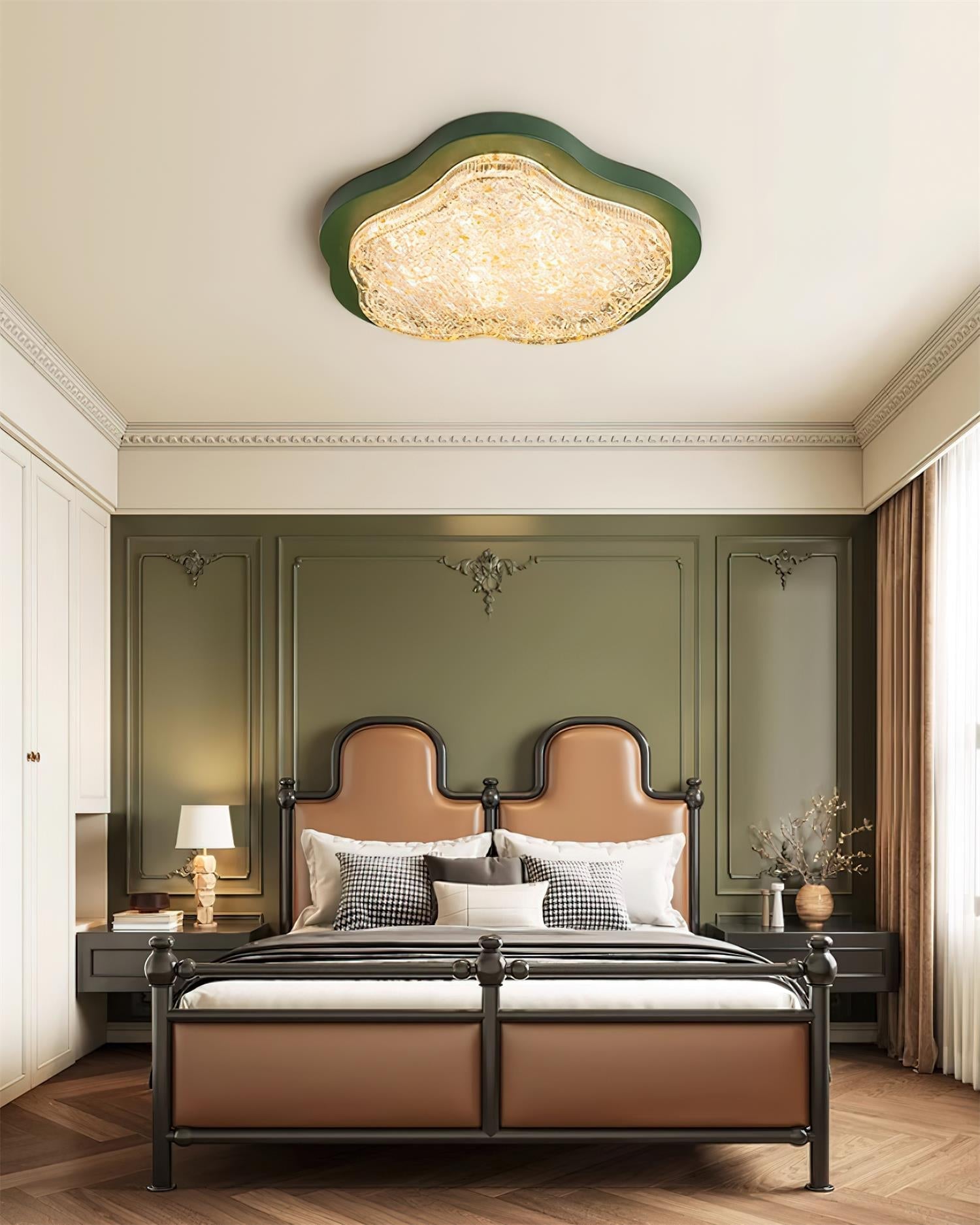 Ceiling Light Irregular Shape Resin Gold Leaf Modern Artistic Green - Neutralighting