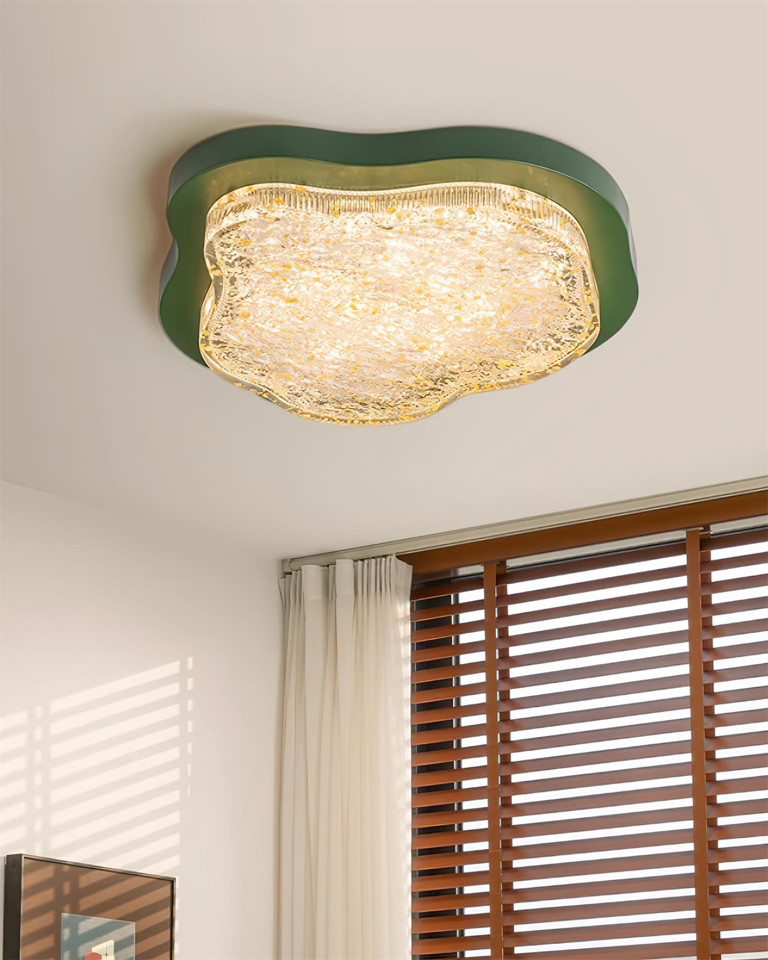 Ceiling Light Irregular Shape Resin Gold Leaf Modern Artistic Green - Neutralighting