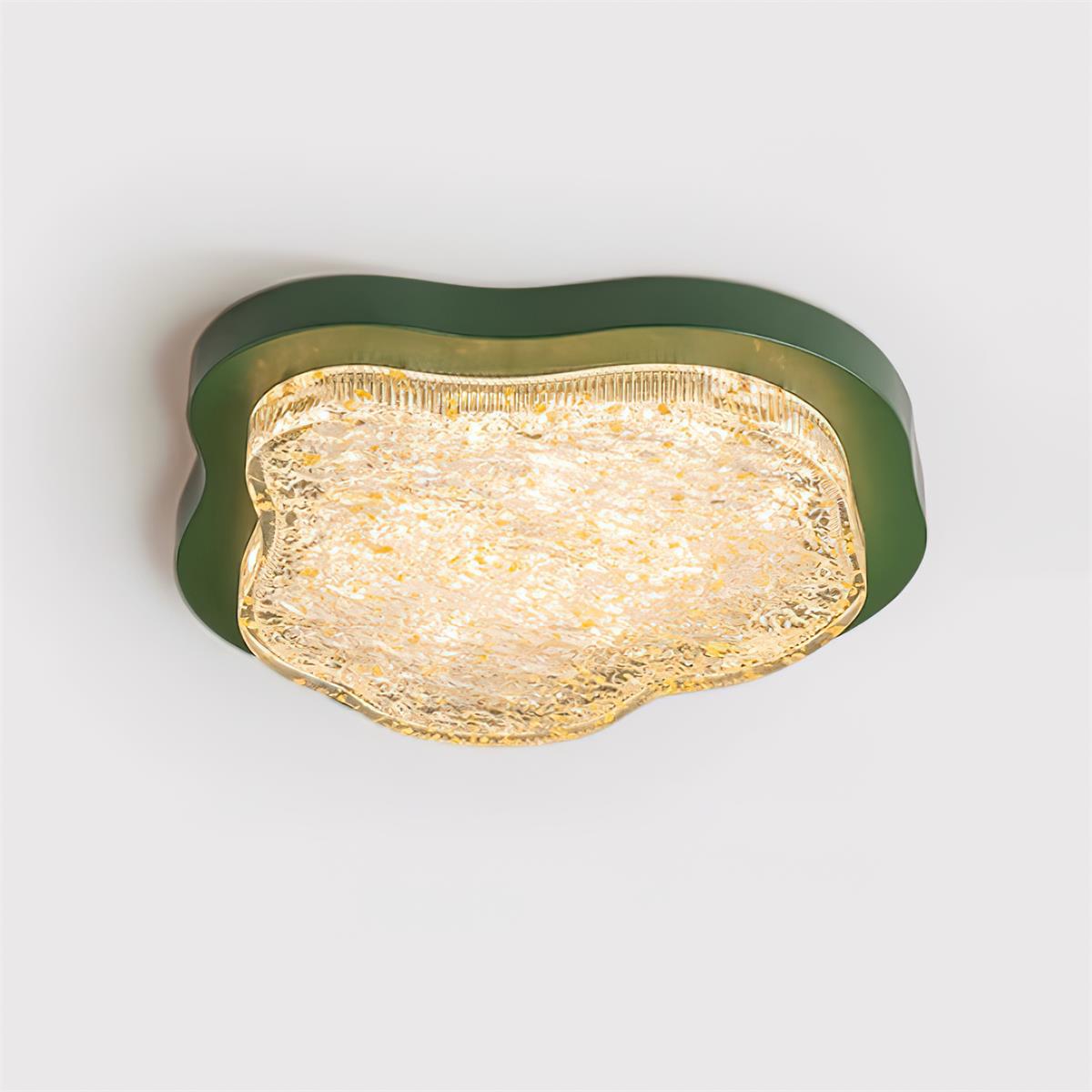 Ceiling Light Irregular Shape Resin Gold Leaf Modern Artistic Green - Neutralighting