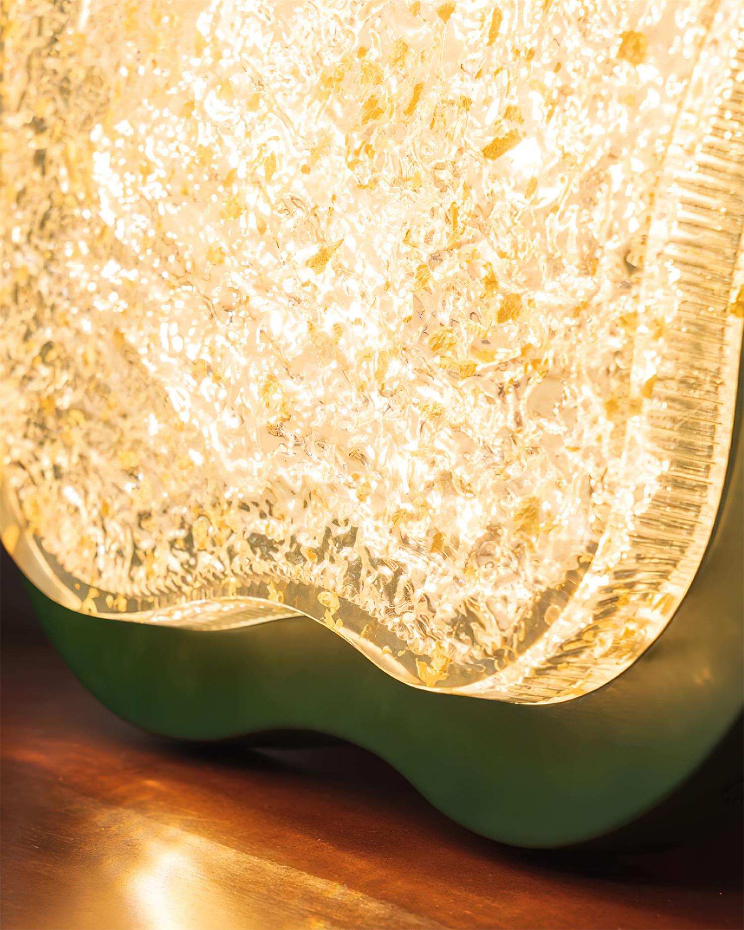 Ceiling Light Irregular Shape Resin Gold Leaf Modern Artistic Green - Neutralighting