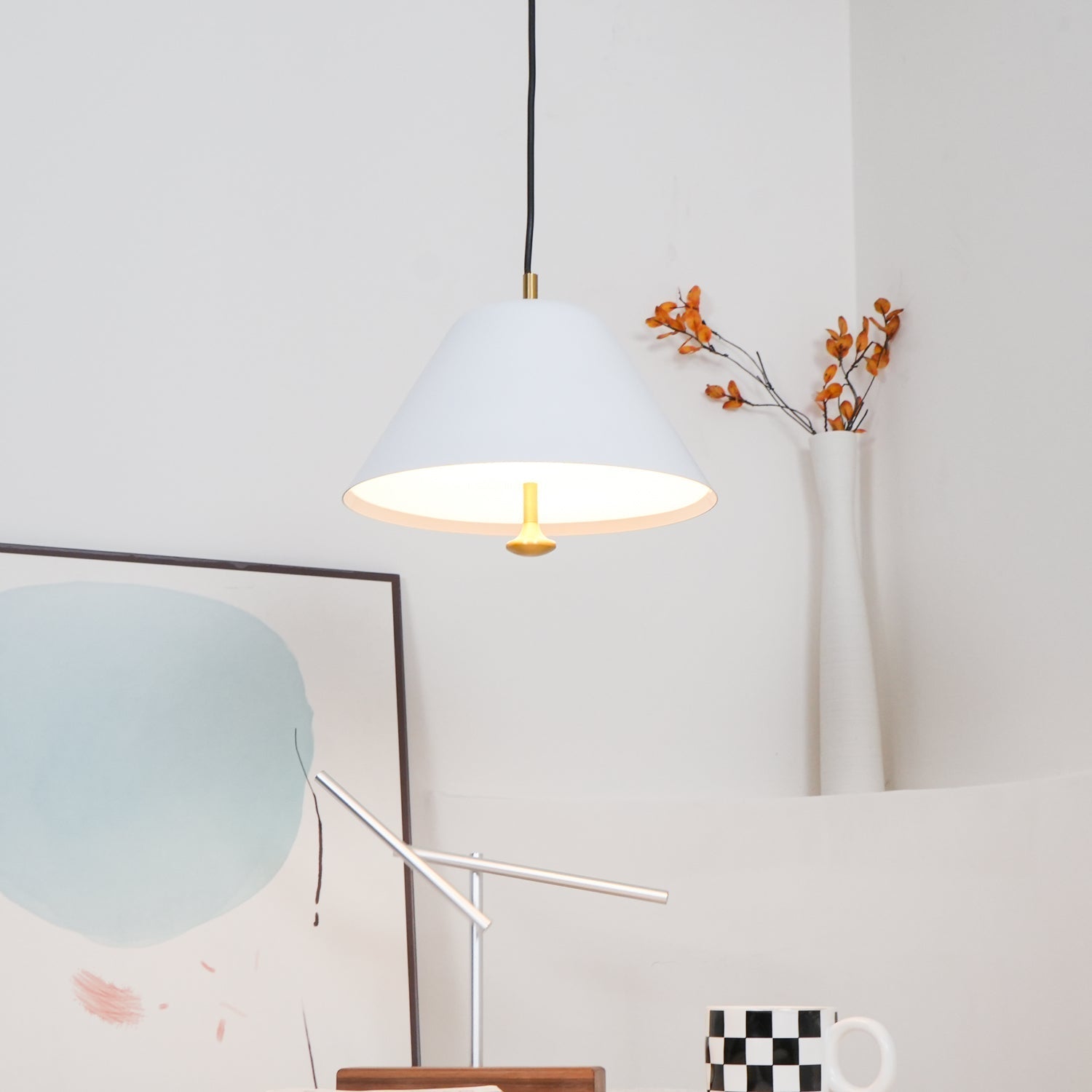 Pendant Lamp Modern Metal Shade in Green and White Minimalist - Neutralighting
