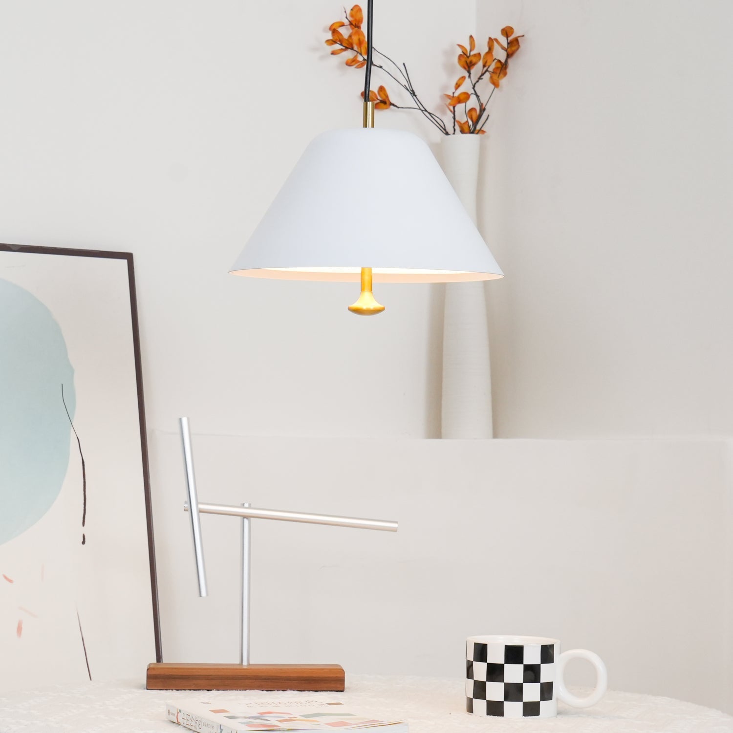 Pendant Lamp Modern Metal Shade in Green and White Minimalist - Neutralighting
