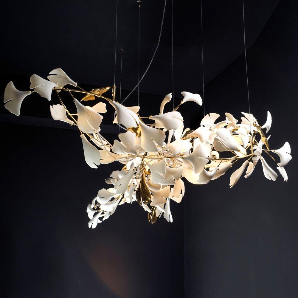 Olivia Ceramic Gingko Leaf Chandelier Organic Curves - Letslighting