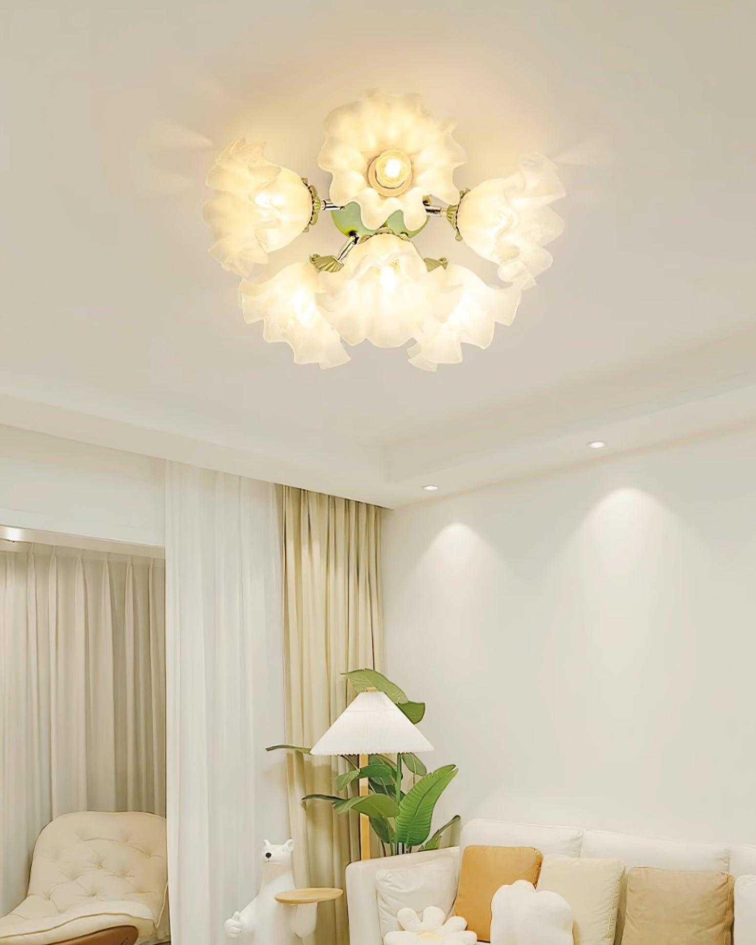 Ceiling Light Petal Shades Wavy Glass Bloom Elegant Floral - Neutralighting