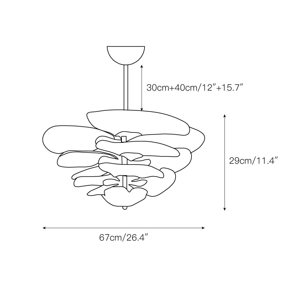 Lotus Chandelier Glass Contemporary Leaf Layered - Neutralighting