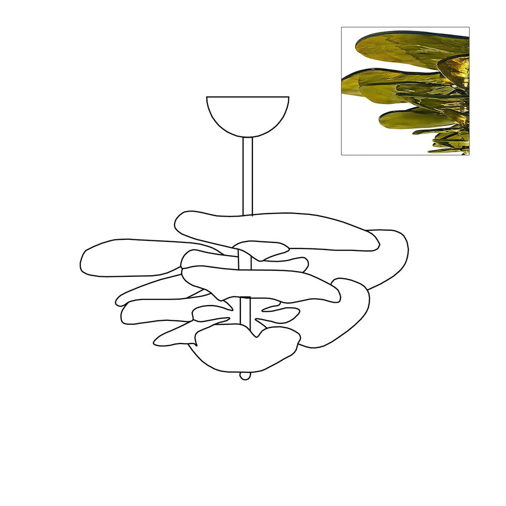 Lotus Chandelier Glass Contemporary Leaf Layered - Neutralighting