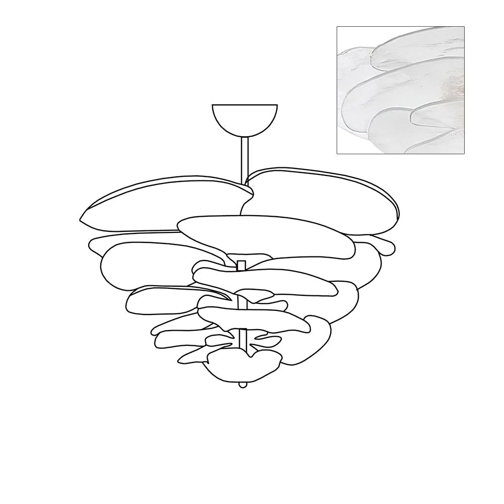Lotus Chandelier Glass Contemporary Leaf Layered - Neutralighting