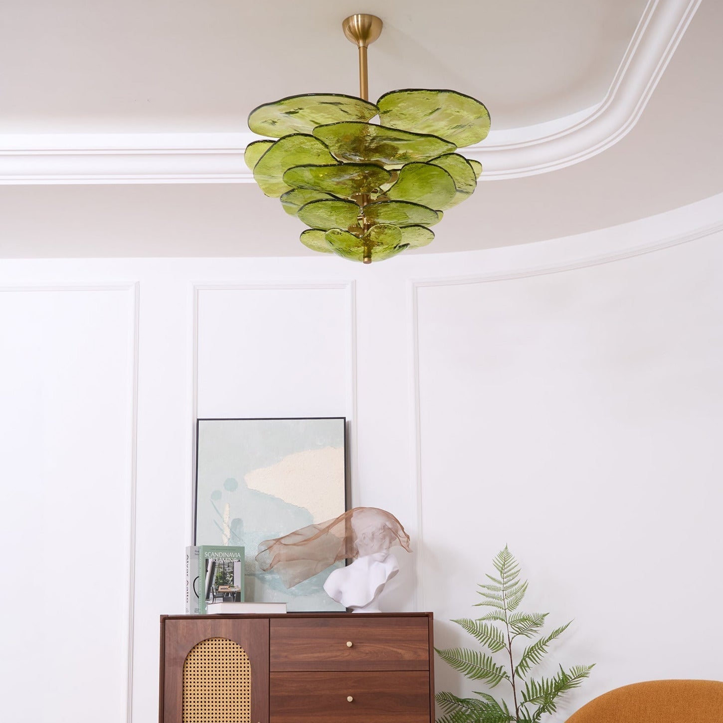 Lotus Chandelier Glass Contemporary Leaf Layered - Neutralighting