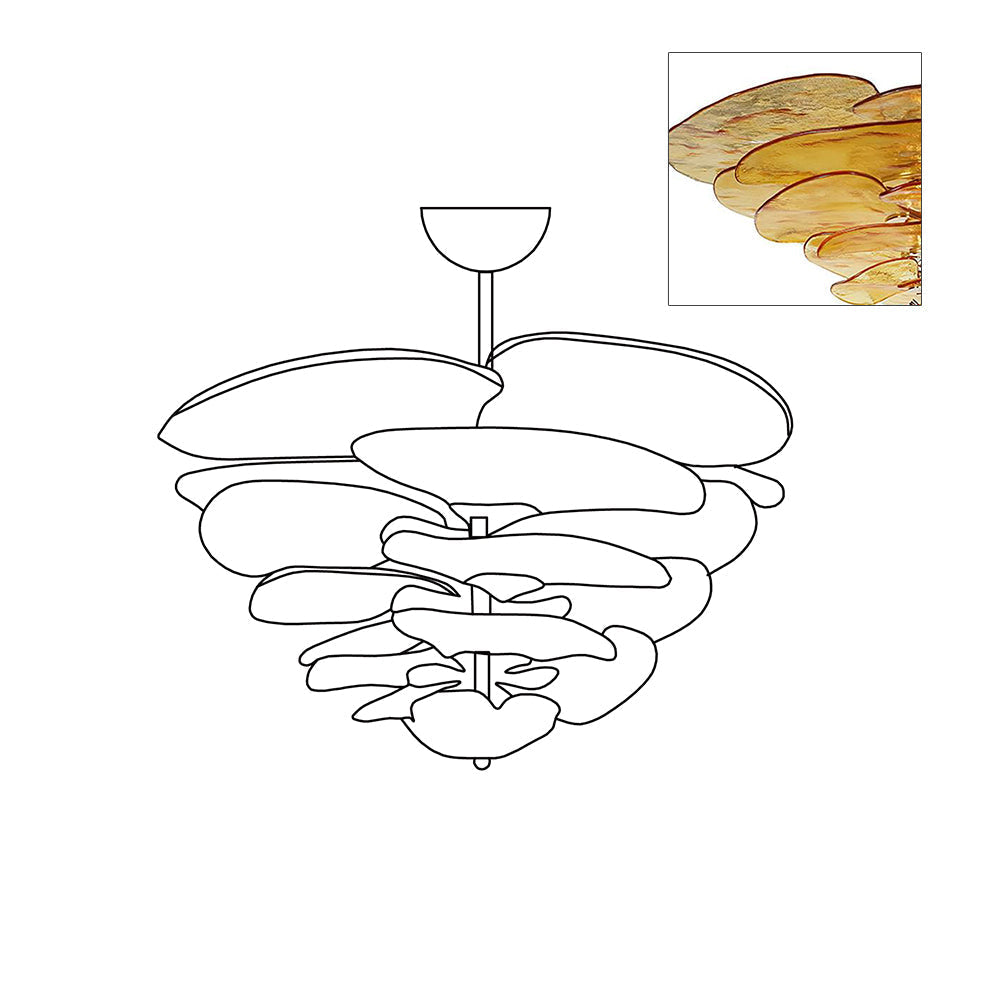 Lotus Chandelier Glass Contemporary Leaf Layered - Neutralighting