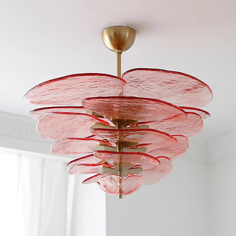 Lotus Chandelier Glass Contemporary Leaf Layered - Neutralighting
