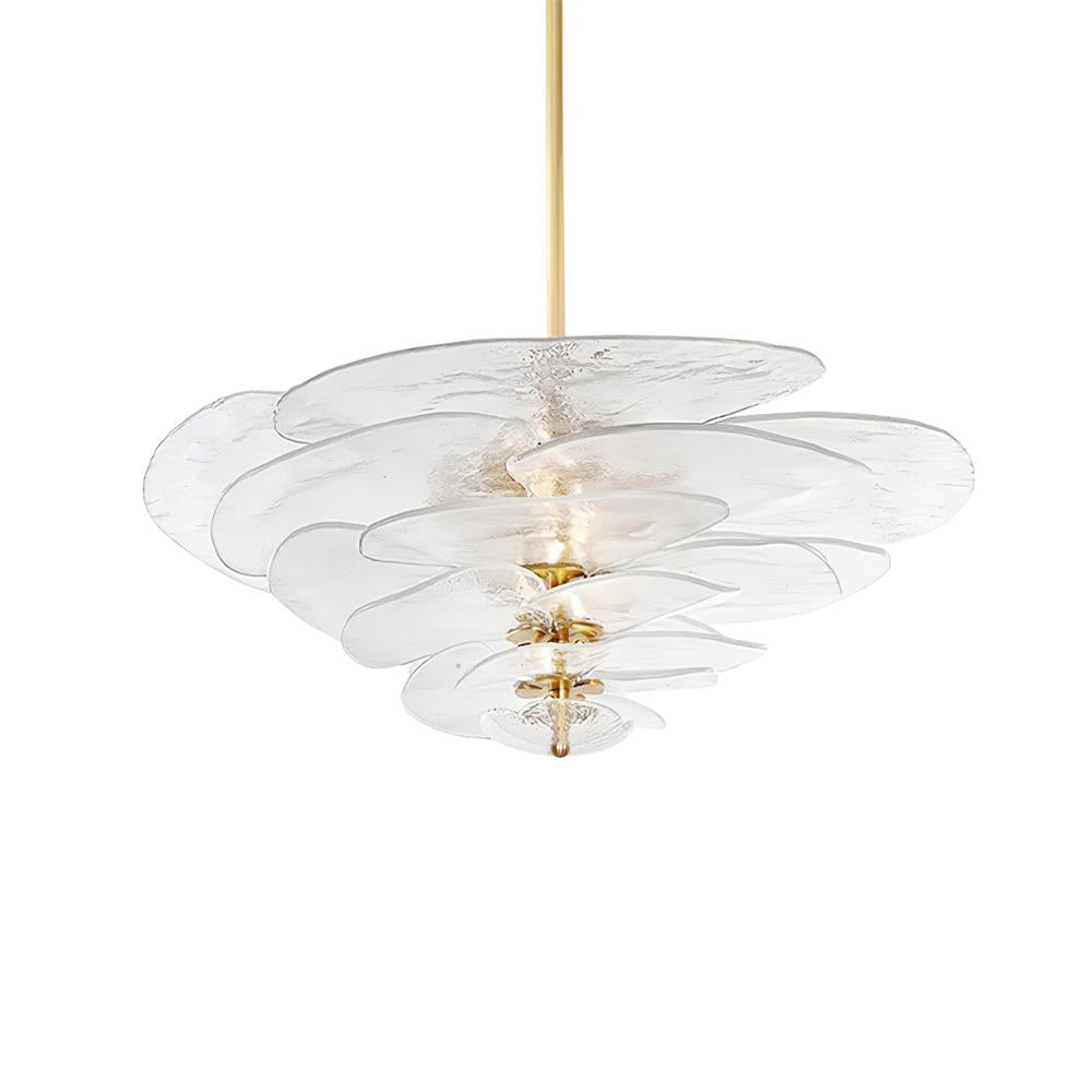 Lotus Chandelier Glass Contemporary Leaf Layered - Neutralighting