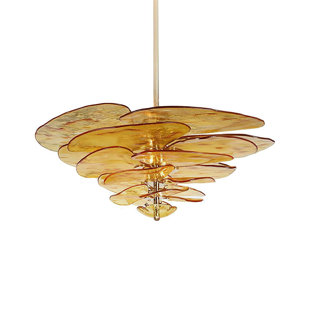 Lotus Chandelier Glass Contemporary Leaf Layered - Neutralighting