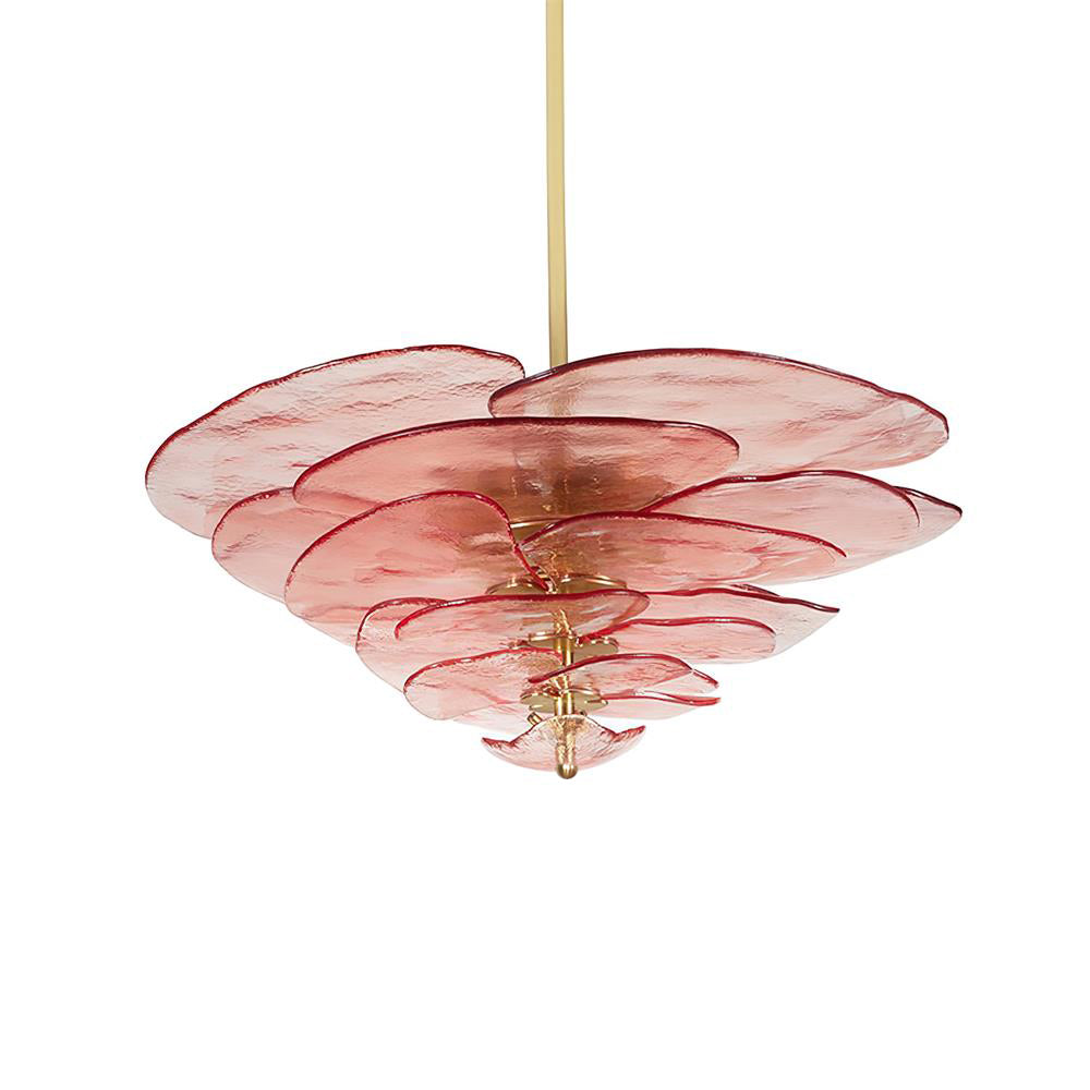 Lotus Chandelier Glass Contemporary Leaf Layered - Neutralighting