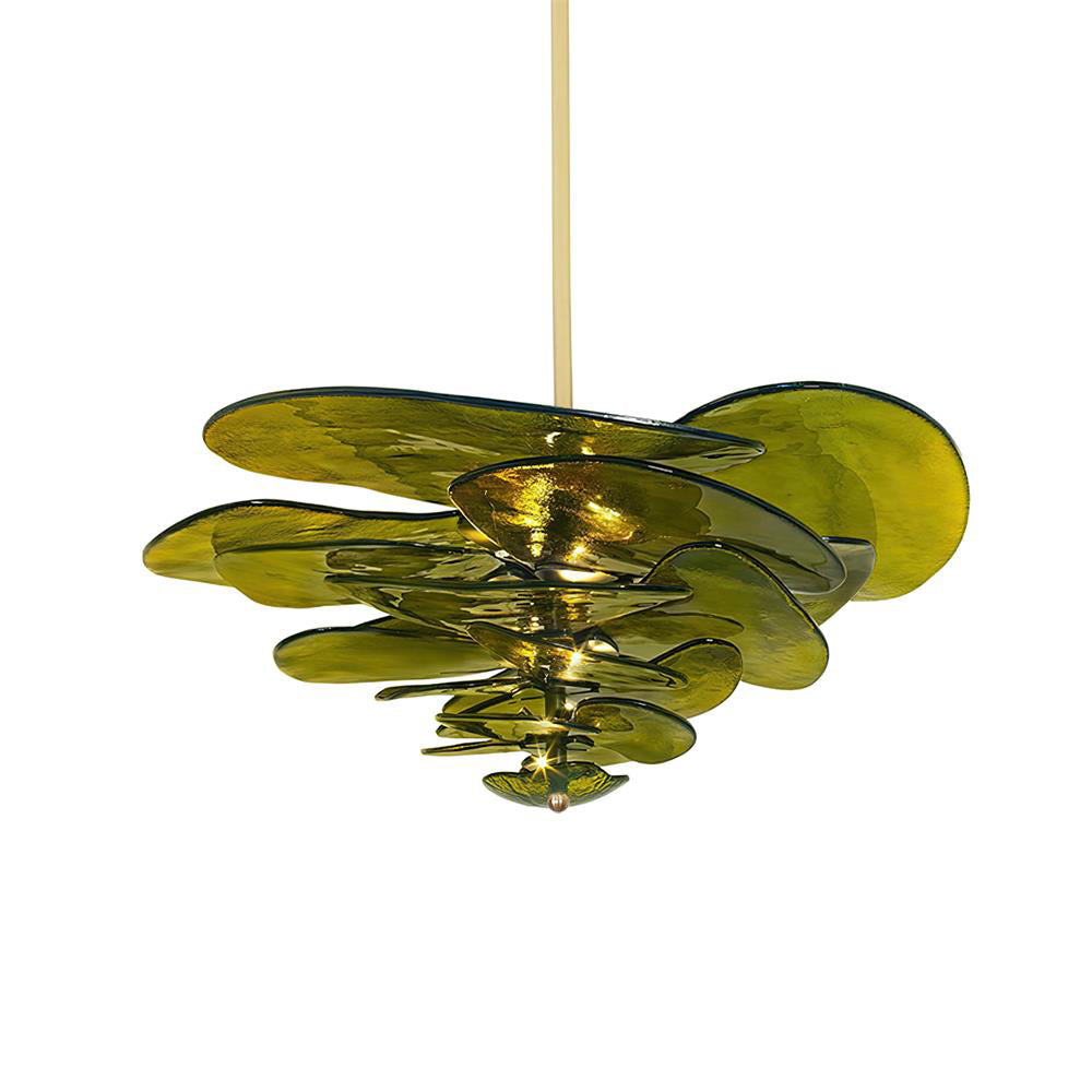 Lotus Chandelier Glass Contemporary Leaf Layered - Neutralighting