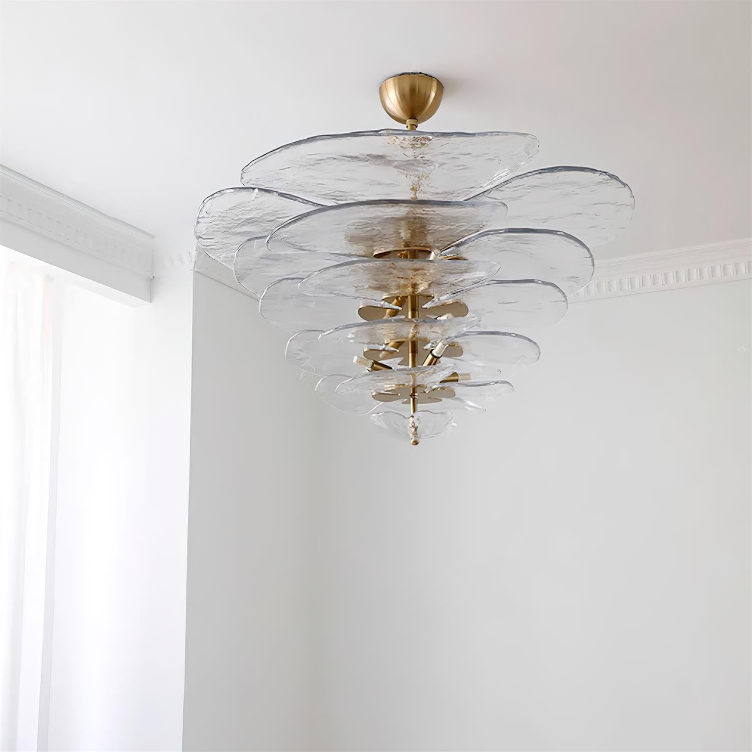 Lotus Chandelier Glass Contemporary Leaf Layered - Neutralighting