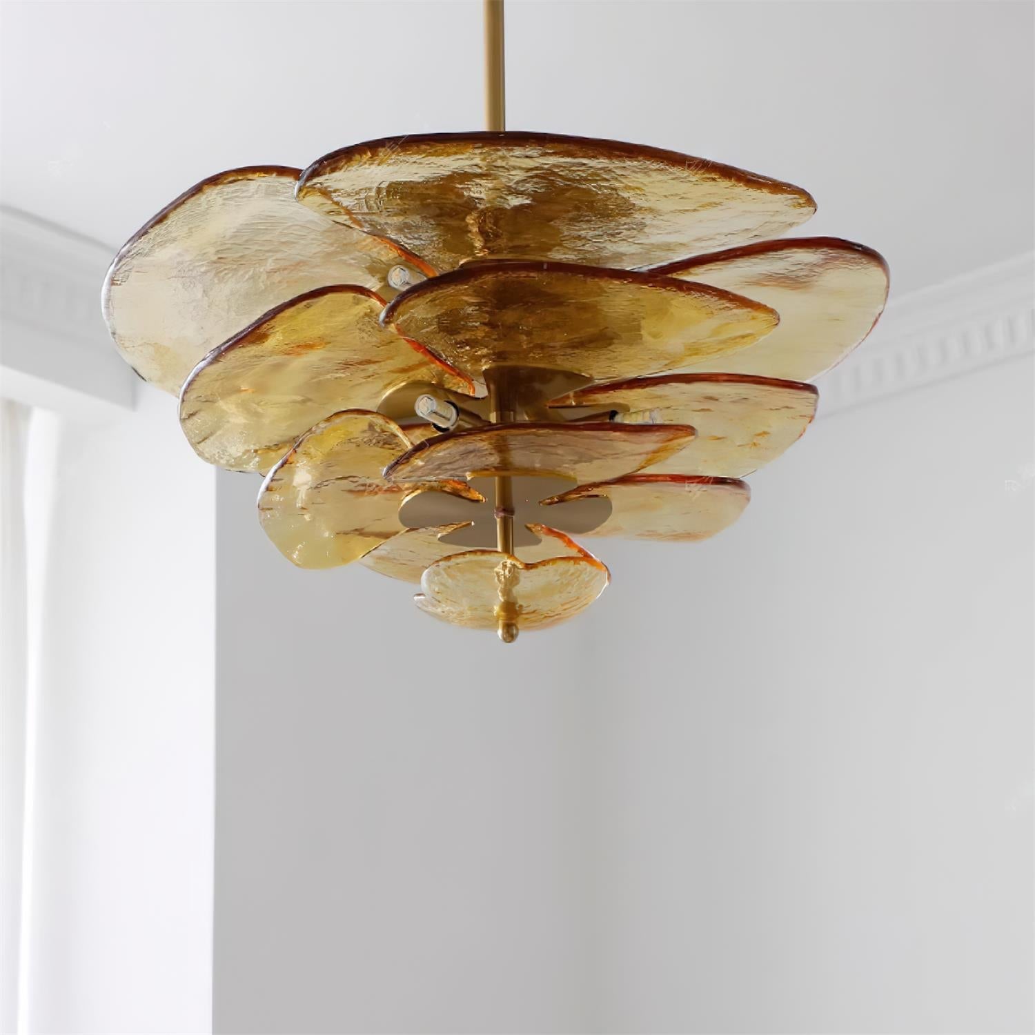 Lotus Chandelier Glass Contemporary Leaf Layered - Neutralighting