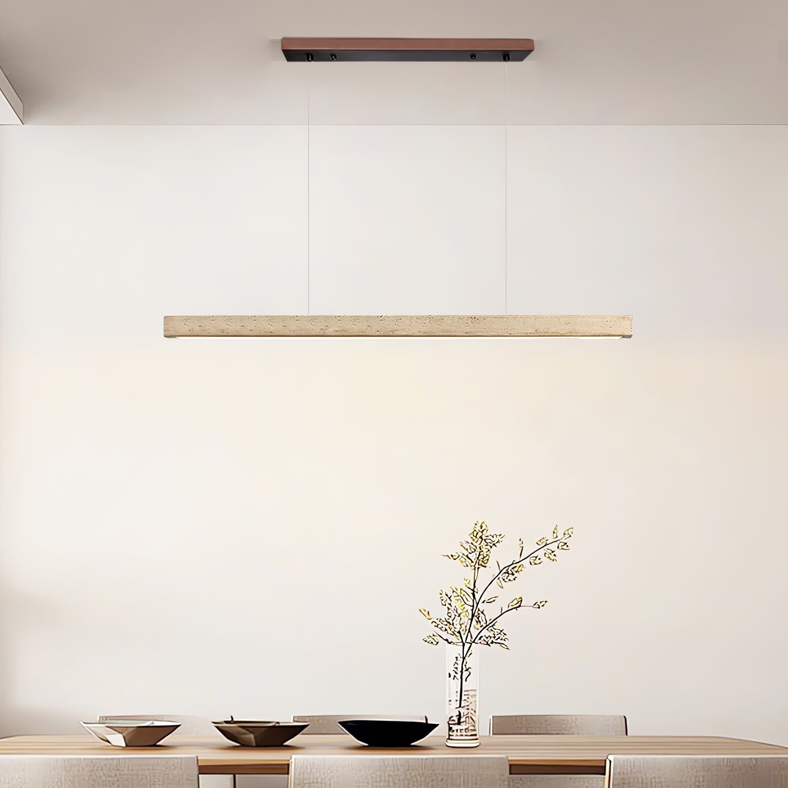 Imiror Minimalist Travertine Linear Pendant Light - Neutralighting