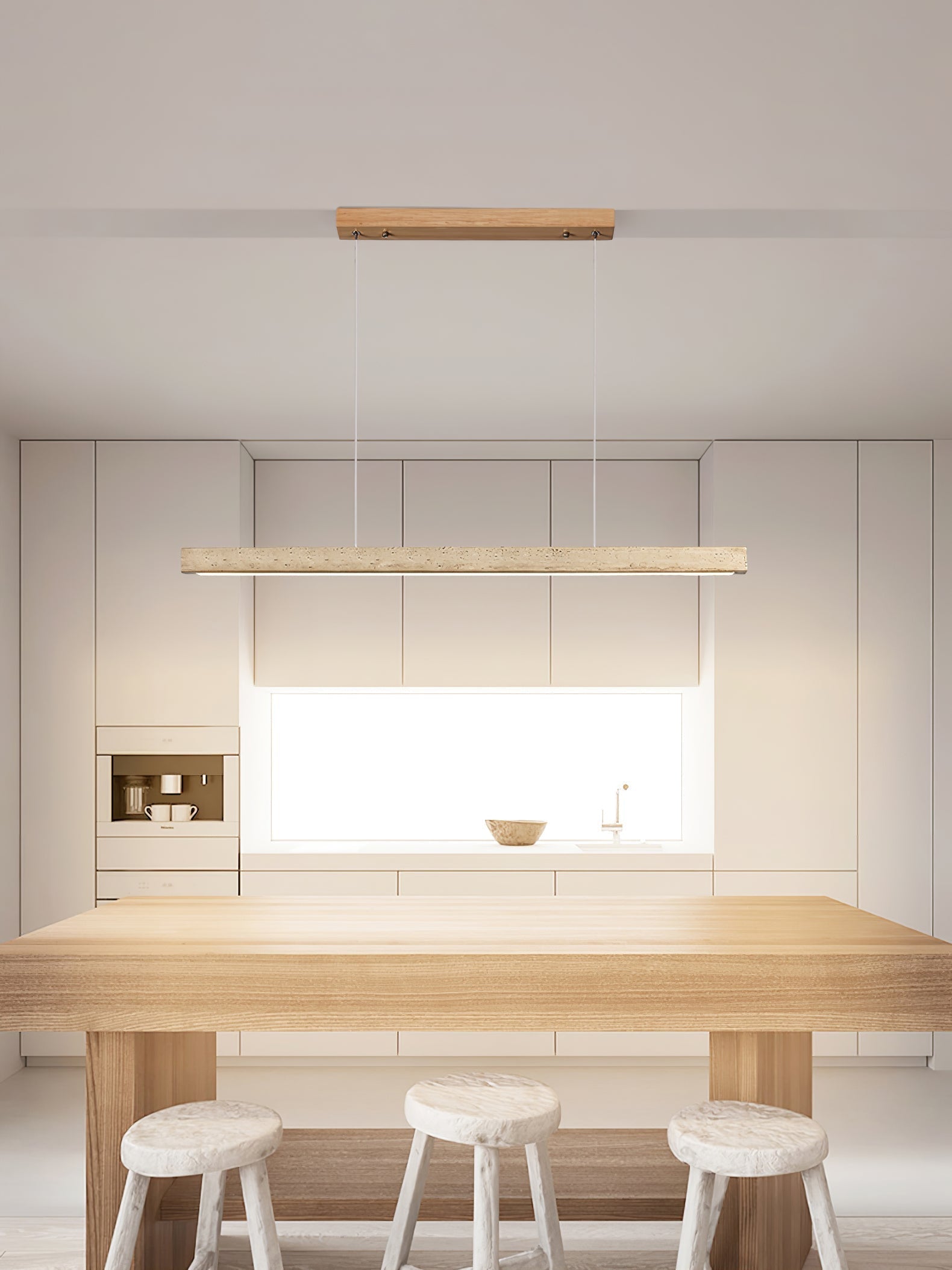 Imiror Minimalist Travertine Linear Pendant Light - Neutralighting
