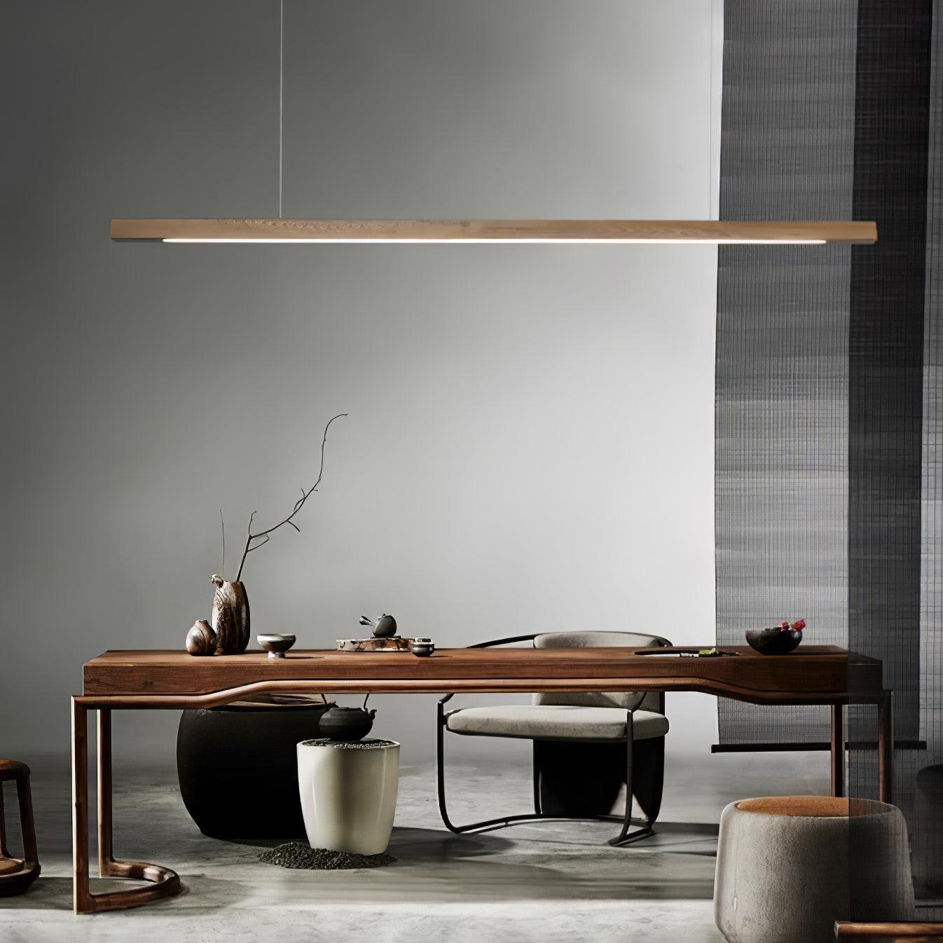 Xylo Designer Linear Rod Shaped Pendant Light Wood - Neutralighting