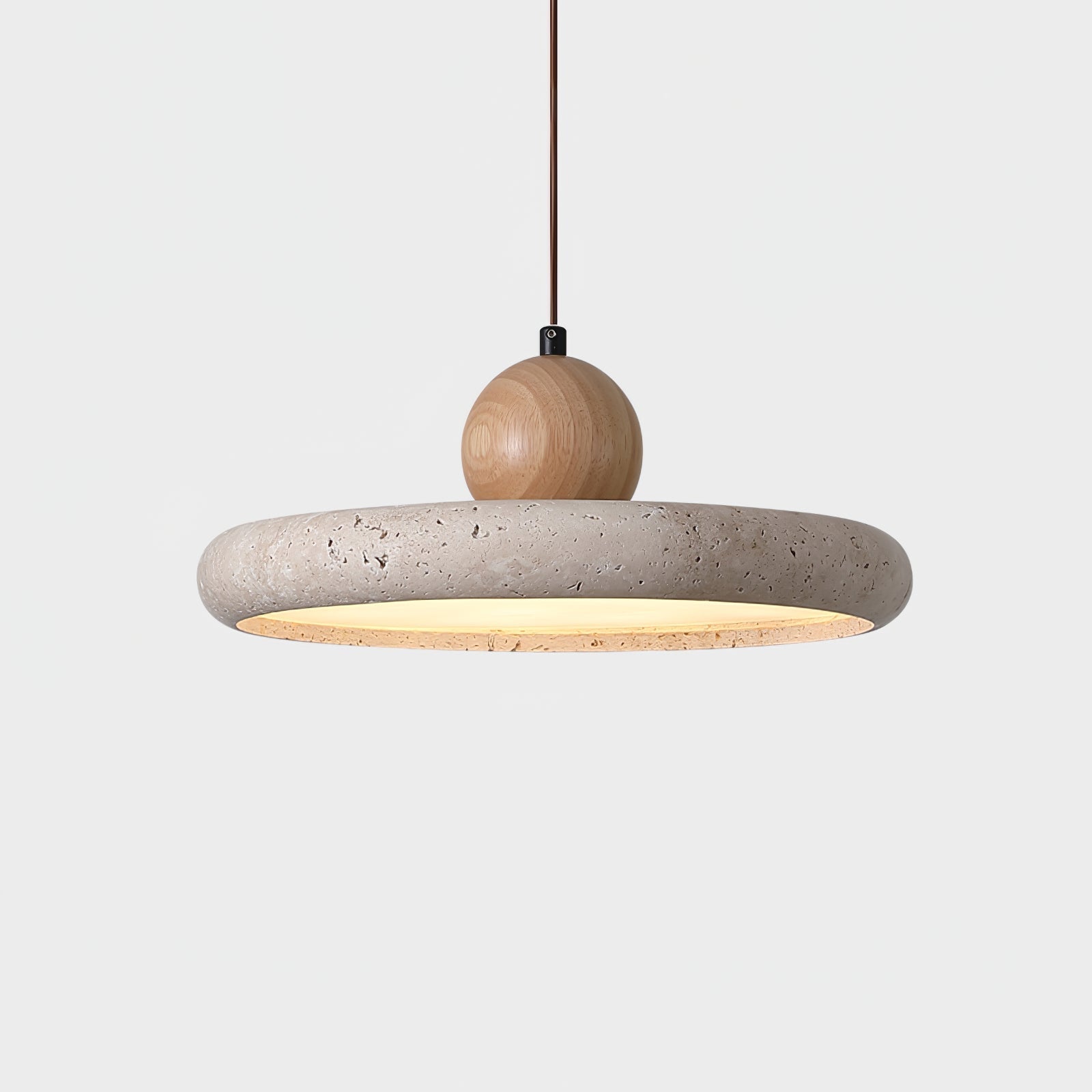 Opalyn Travertine & Wood Pendant Light - Neutralighting