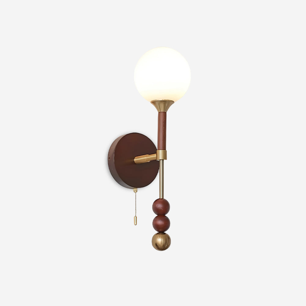 Wall Lamp with Glass Globe and Walnut Wood Accents Plug-In - Neutralighting