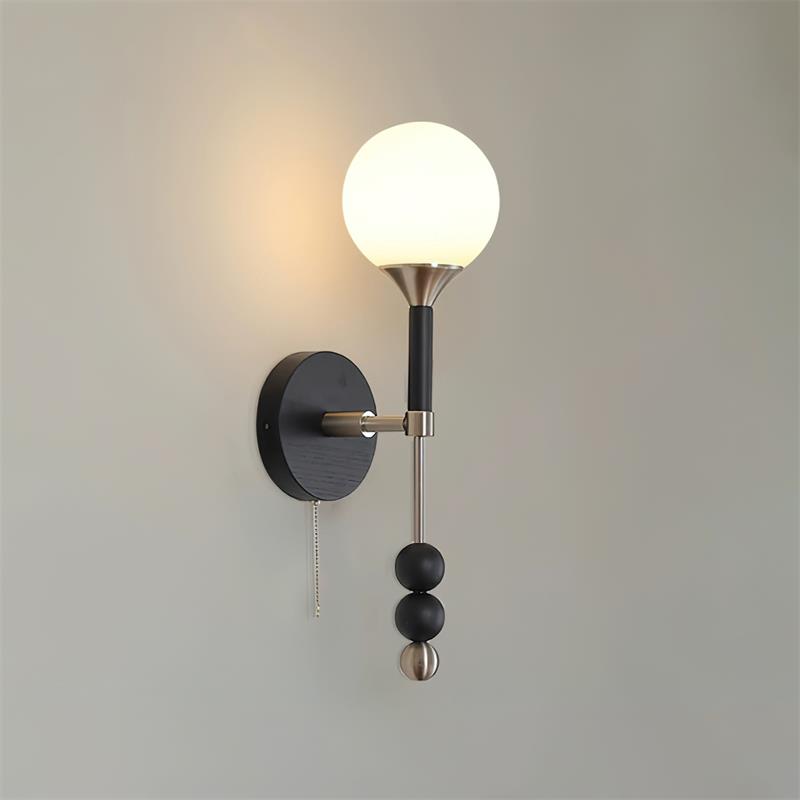 Wall Lamp with Glass Globe and Walnut Wood Accents Plug-In - Neutralighting