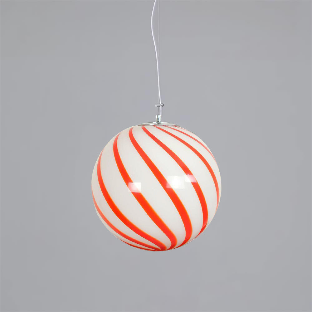 Pendant Lamp Glass Globe Light with Green Swirl Stripes - Neutralighting