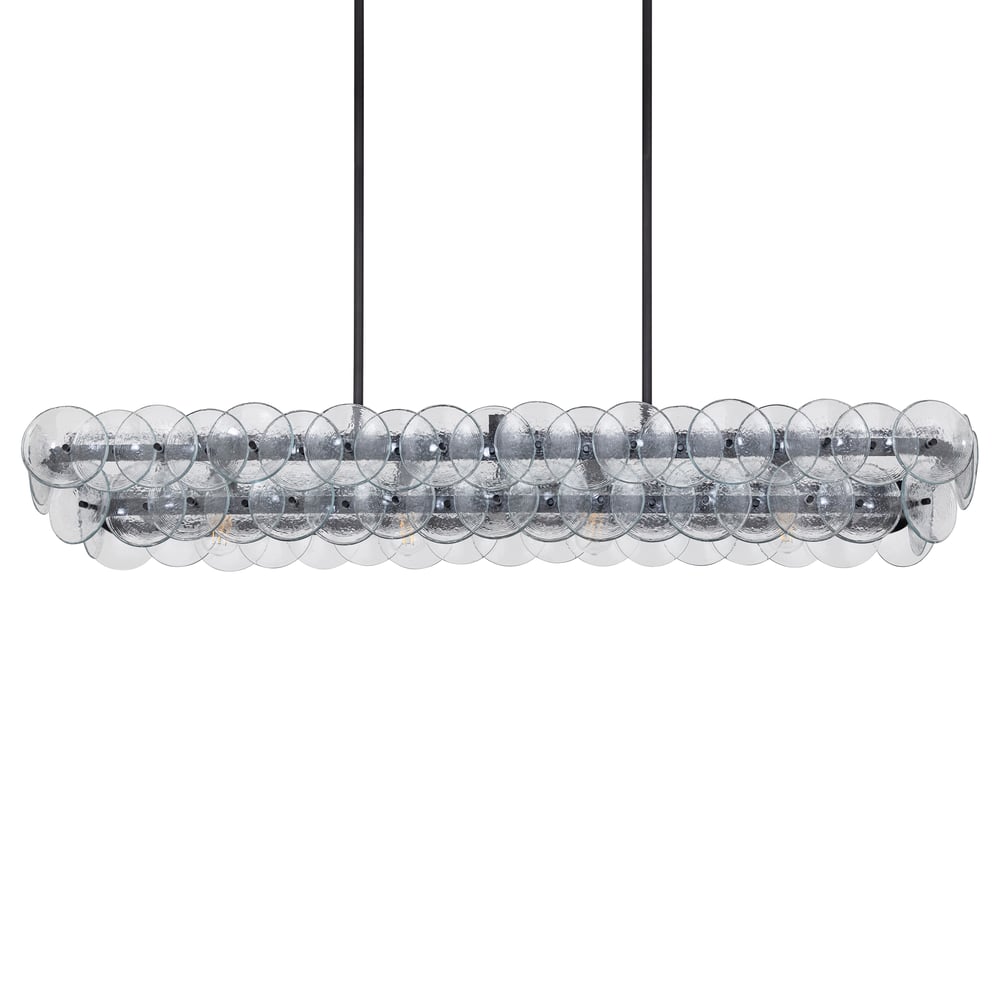Aurora Chandelier Linear Amber Pressed Glass Disc Modern - Neutralighting