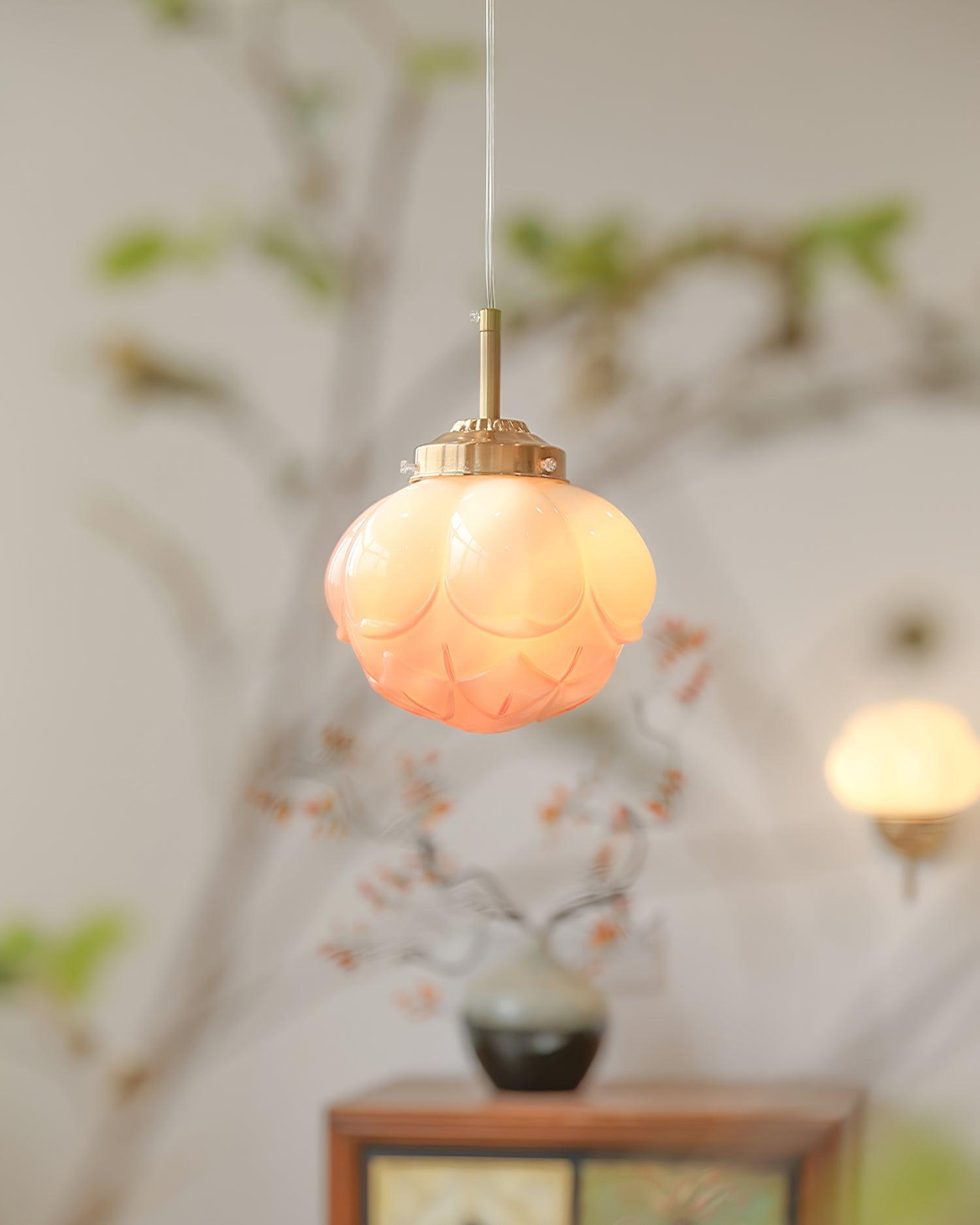 Pendant Lamp Metal and Glass Lotus Flower Shade Artistic Retro - Neutralighting