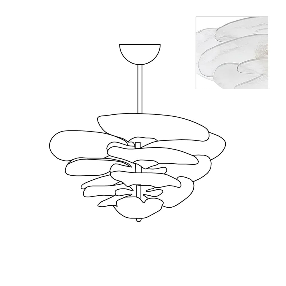Lotus Chandelier Glass Contemporary Leaf Layered - Neutralighting