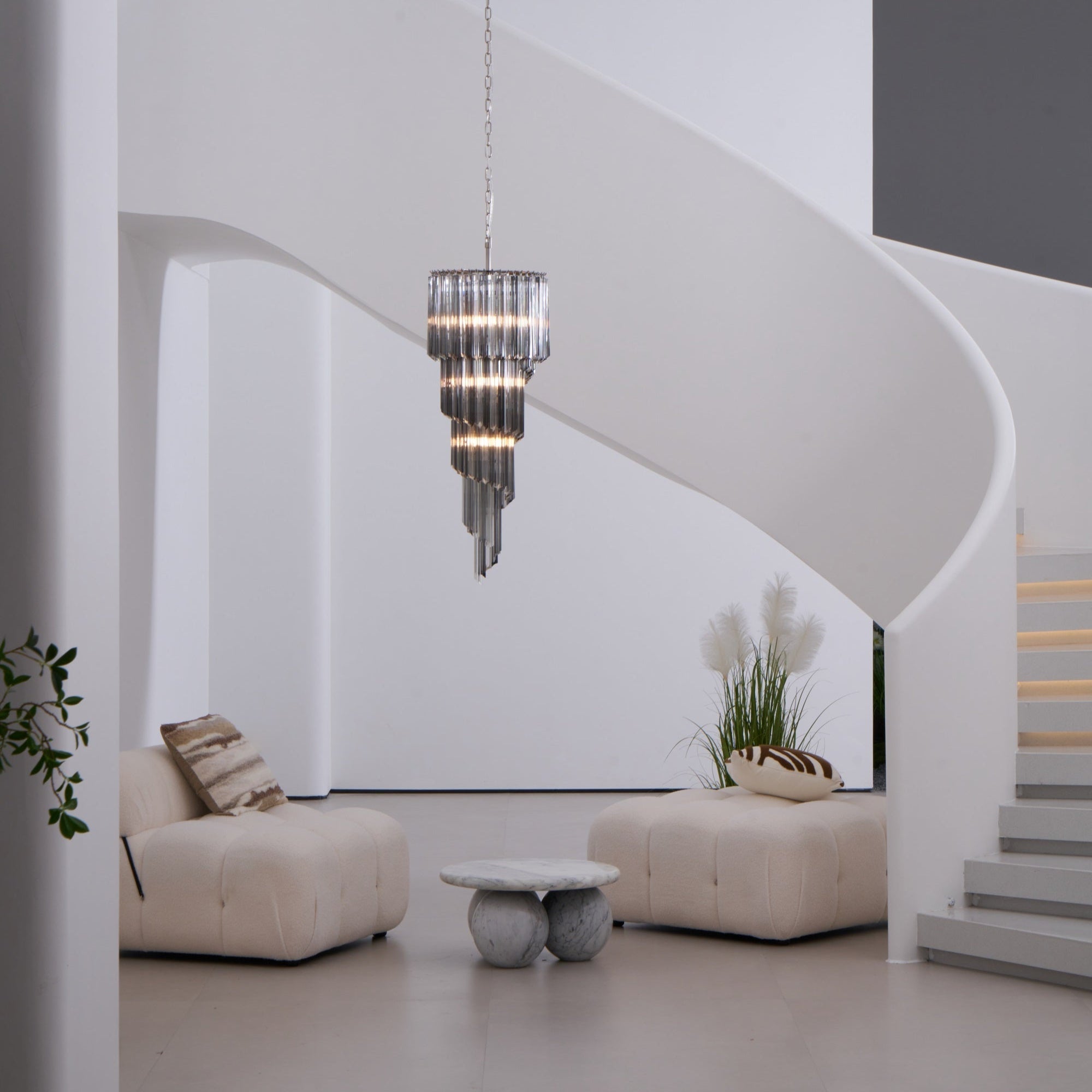 Aurora Chandelier Smoked Glass Spiral - Neutralighting