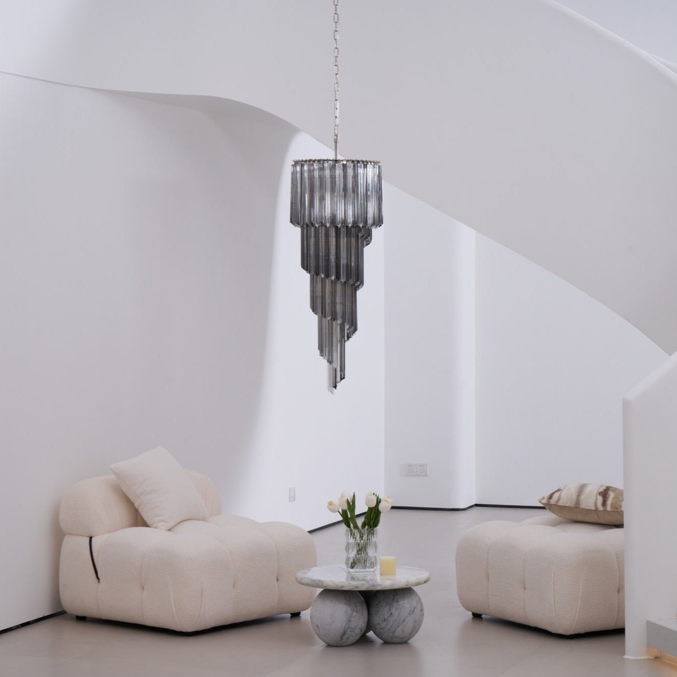 Aurora Chandelier Smoked Glass Spiral - Neutralighting