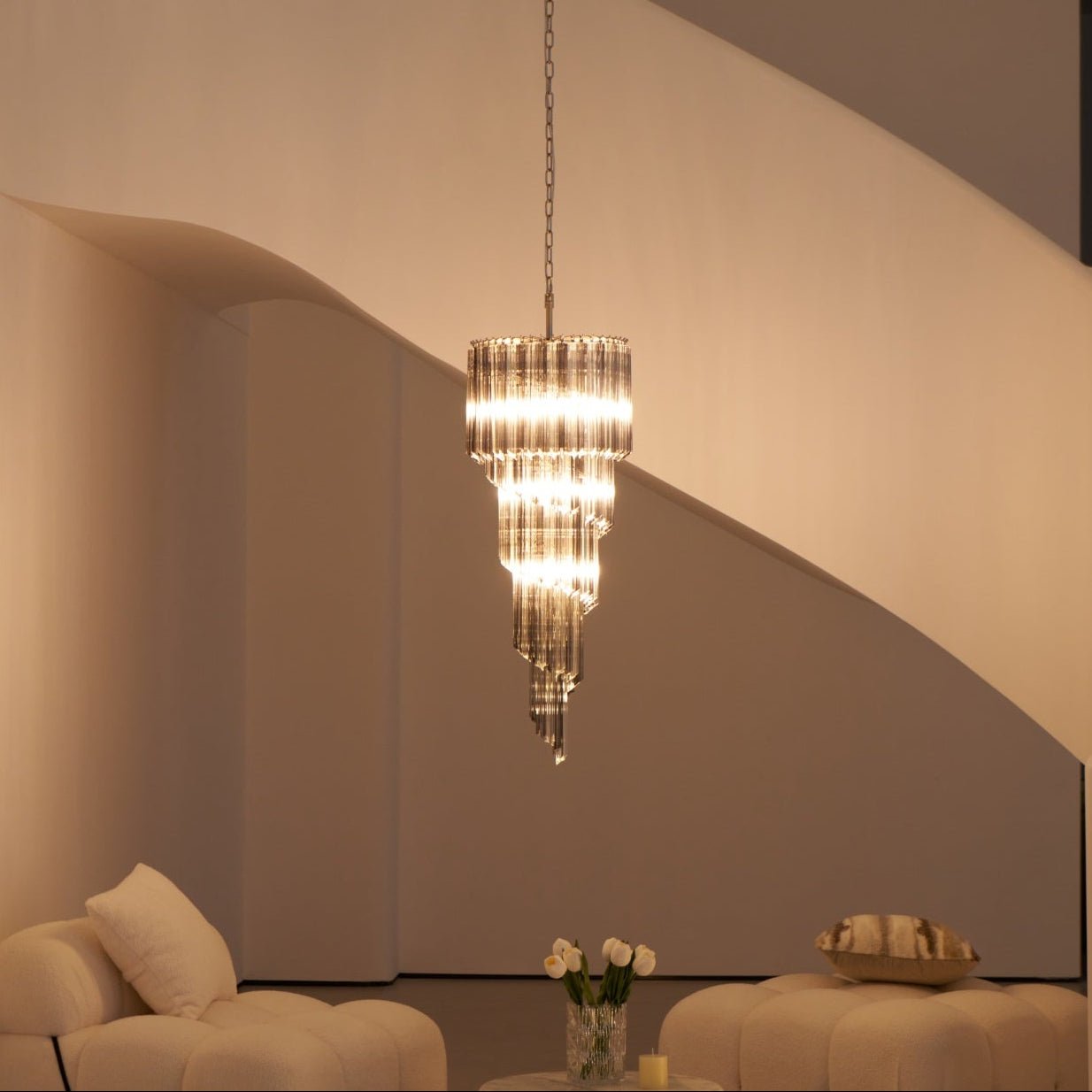 Aurora Chandelier Smoked Glass Spiral - Neutralighting