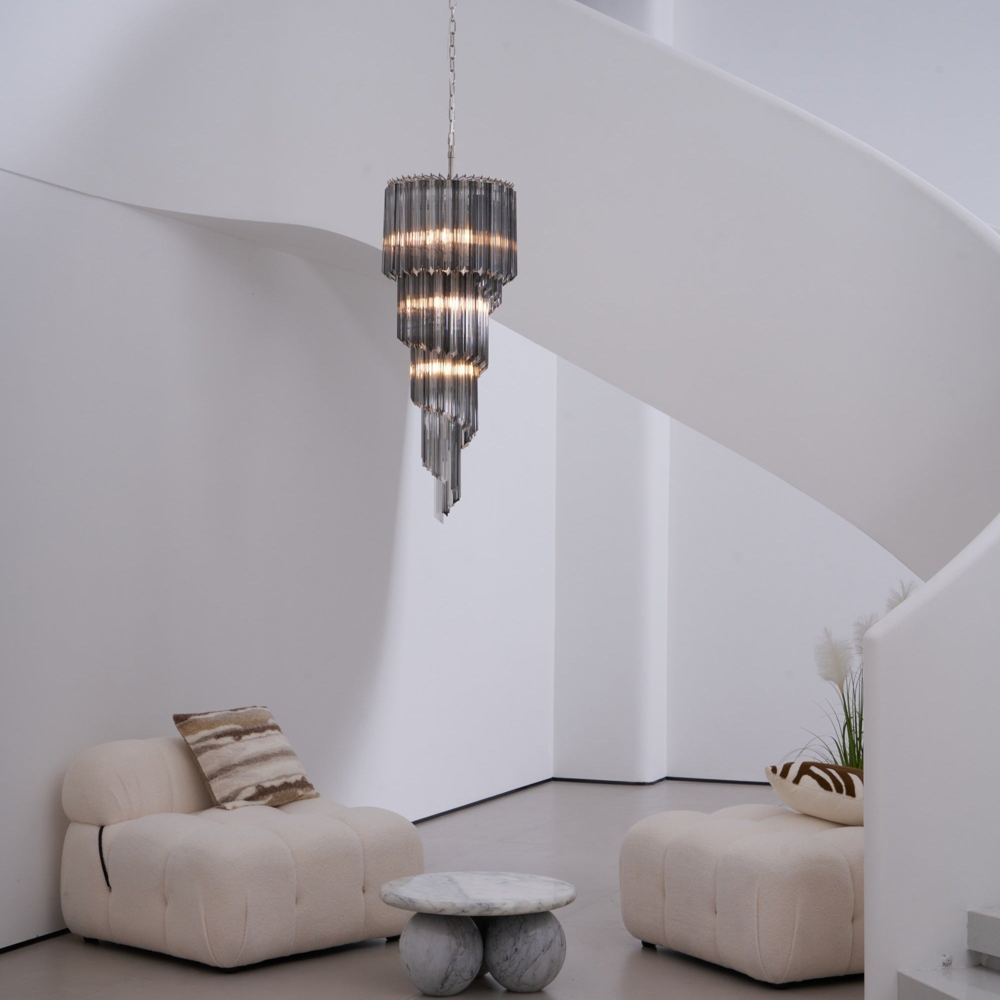 Aurora Chandelier Smoked Glass Spiral - Neutralighting