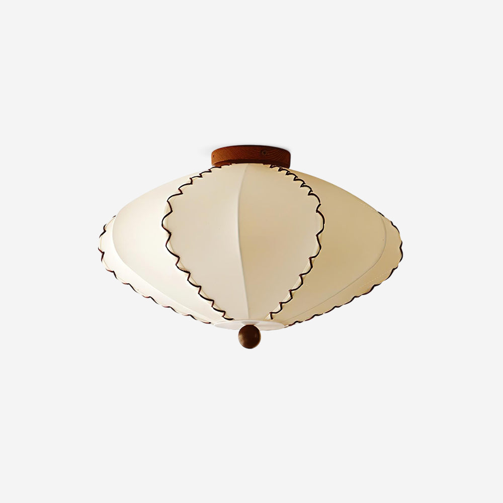 Ceiling Light Beige Fabric with Walnut Wood Accents Artistic - Neutralighting