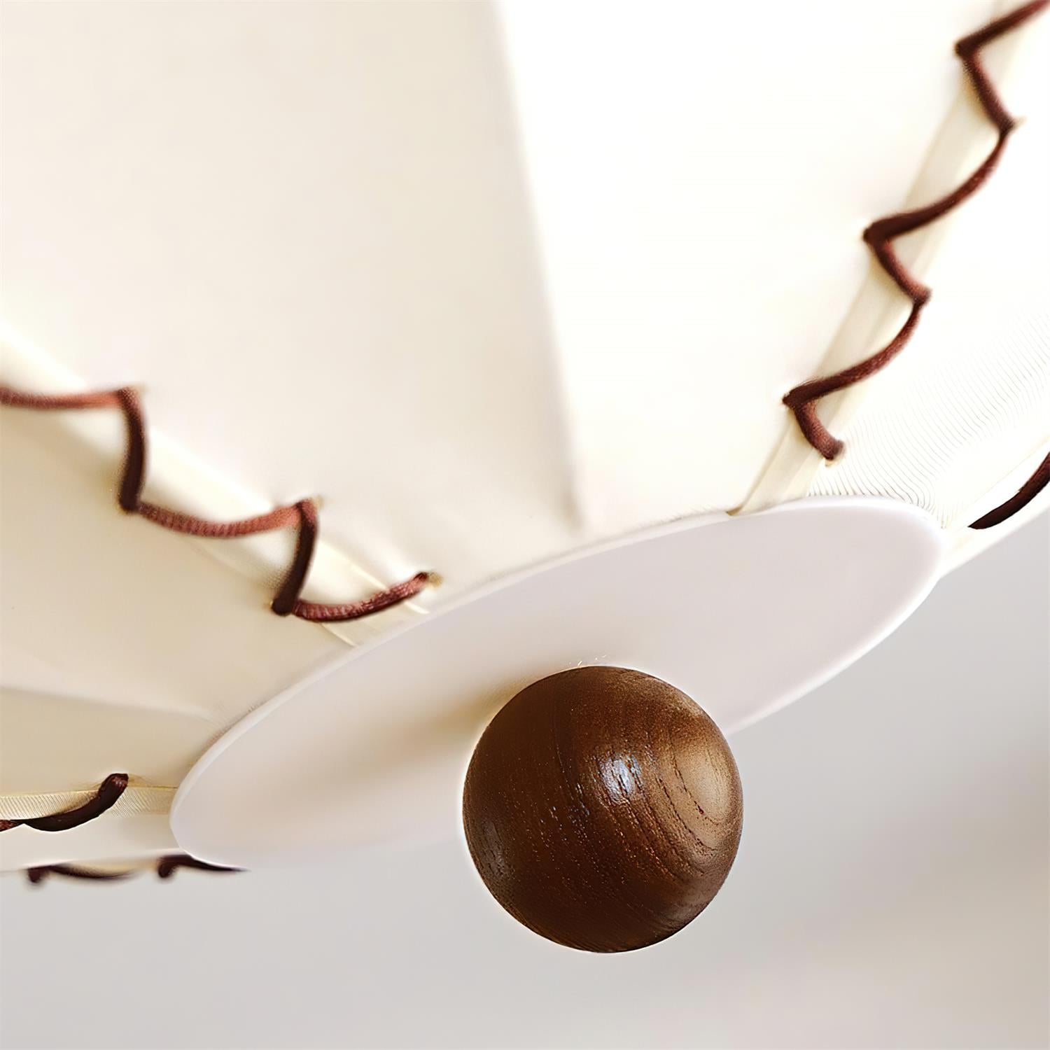 Ceiling Light Beige Fabric with Walnut Wood Accents Artistic - Neutralighting