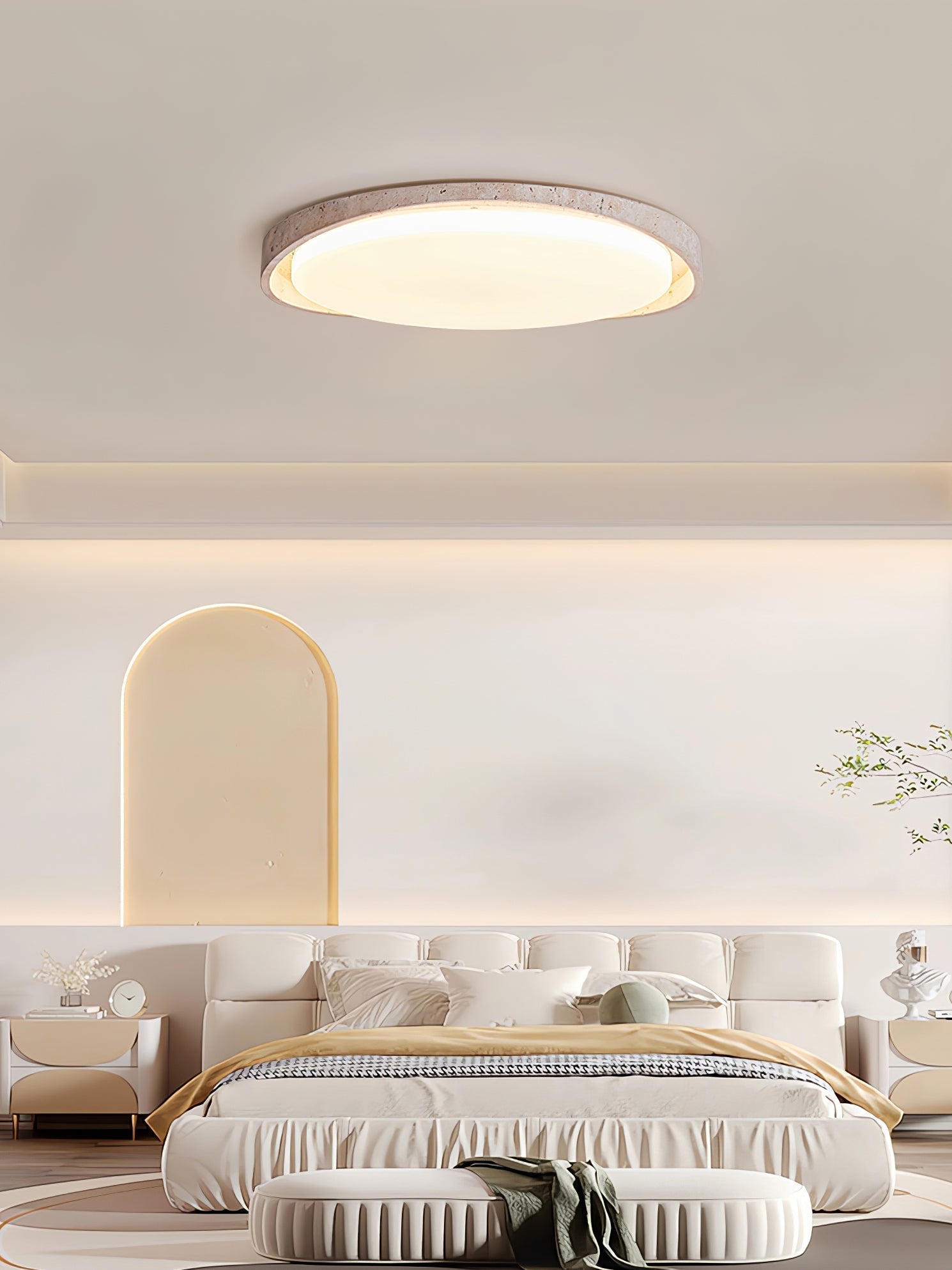 Vanoren Oval Frame Travertine Ceiling Light - Neutralighting