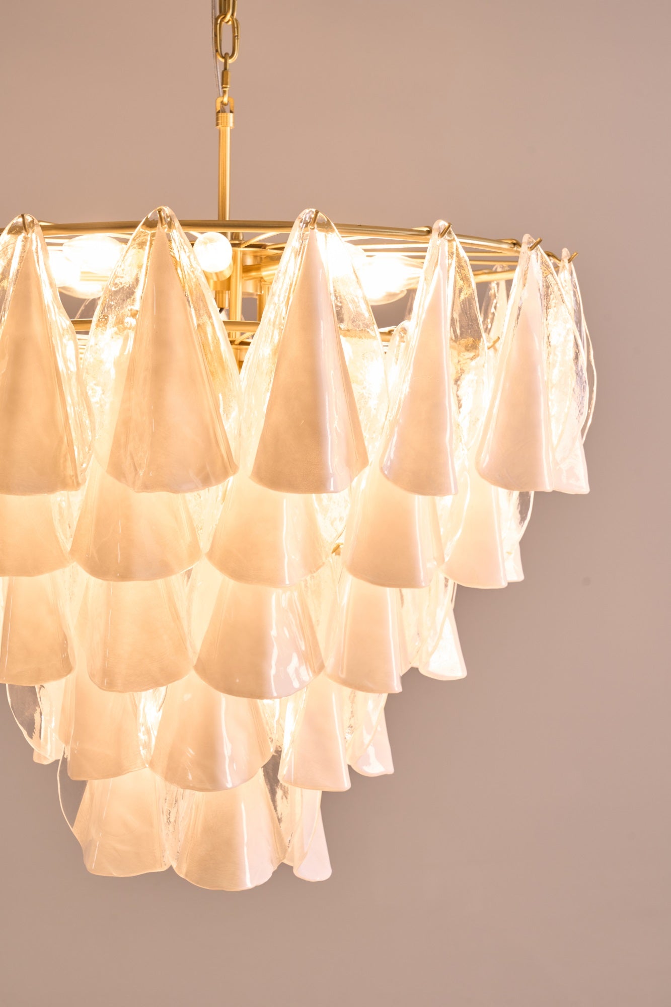 Aurora Chandelier White Leaf Glass Layered Modern - Neutralighting