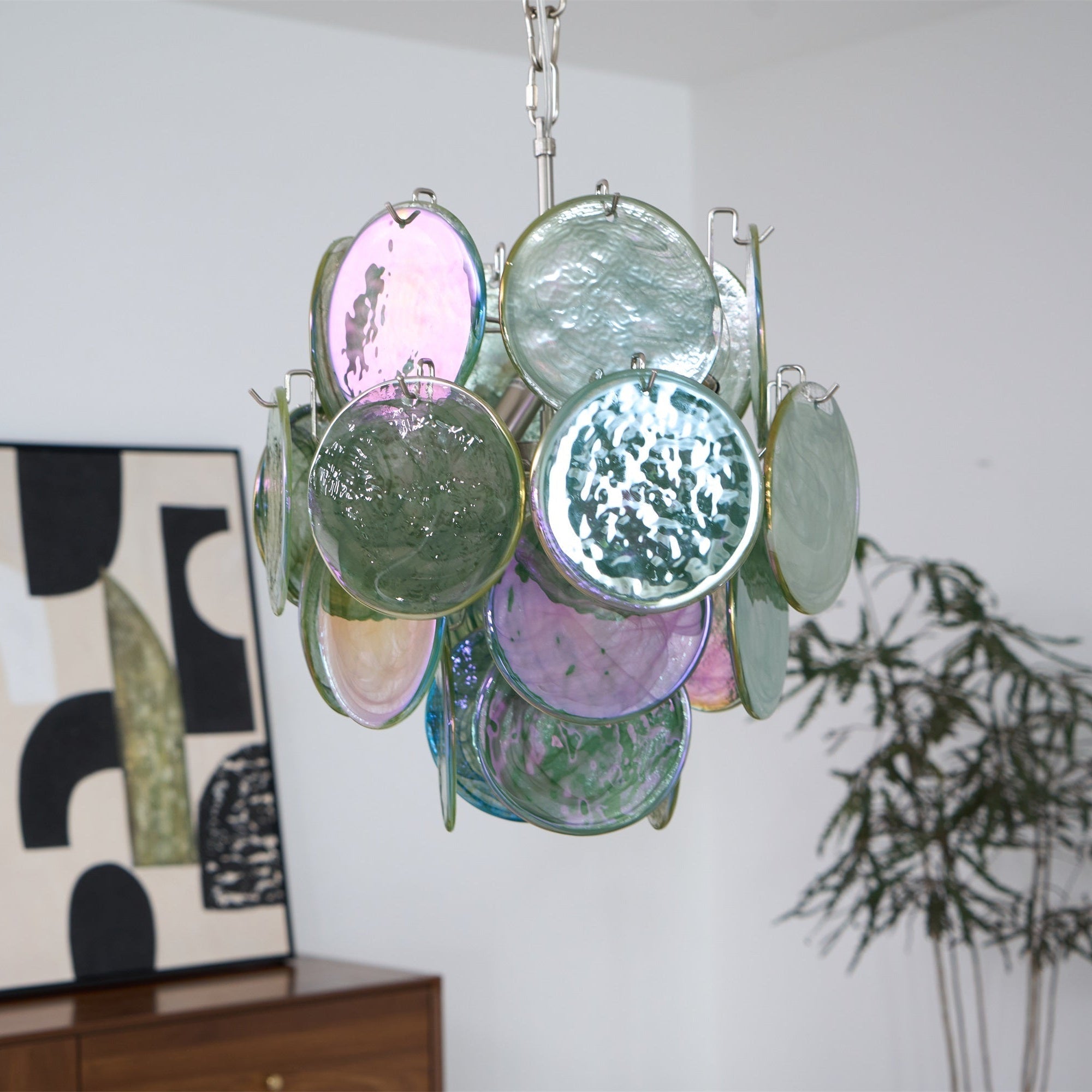 Aurora Chandelier Multicolor Murano Disc Layered Artistic
