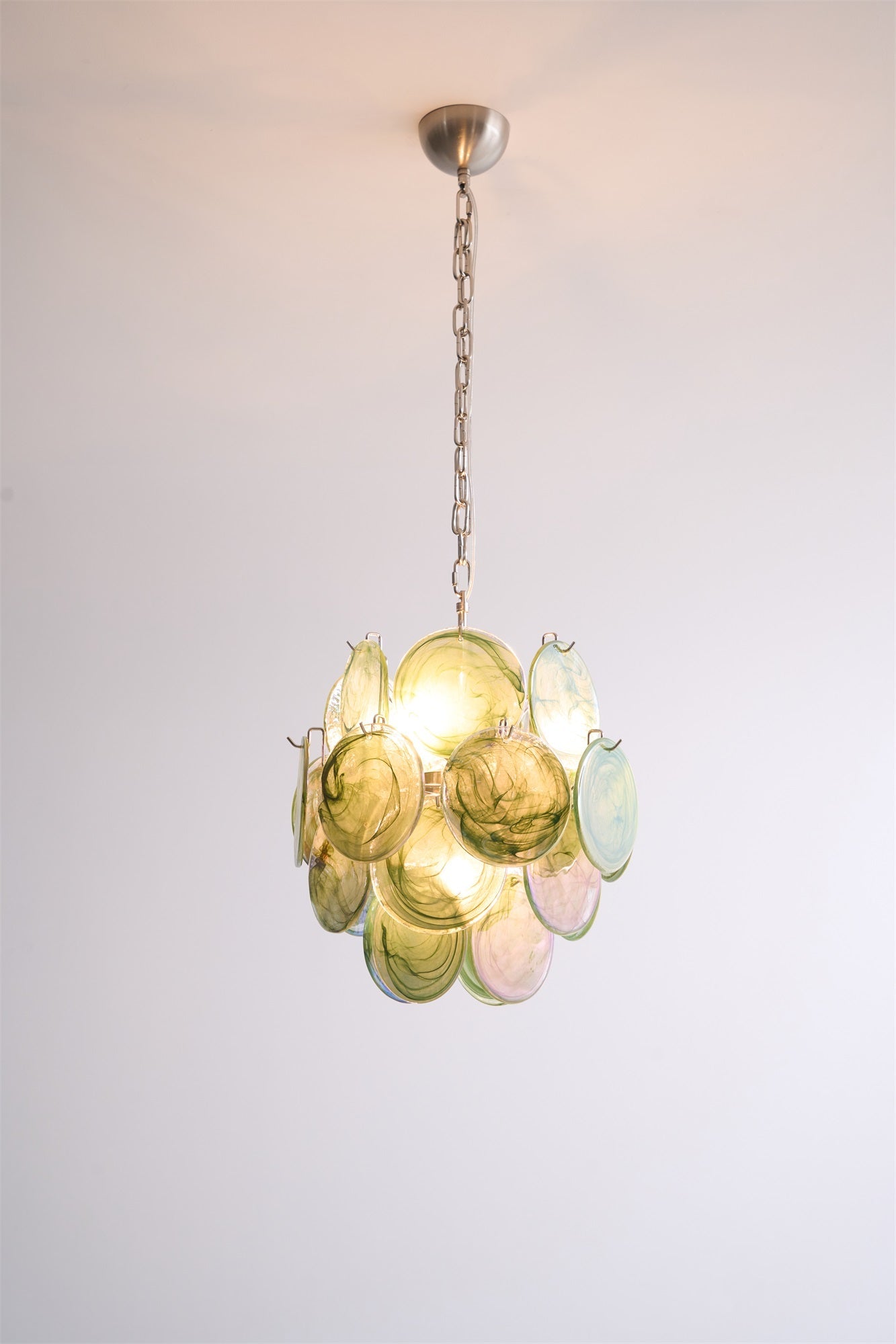 Aurora Chandelier Multicolor Murano Disc Layered Artistic