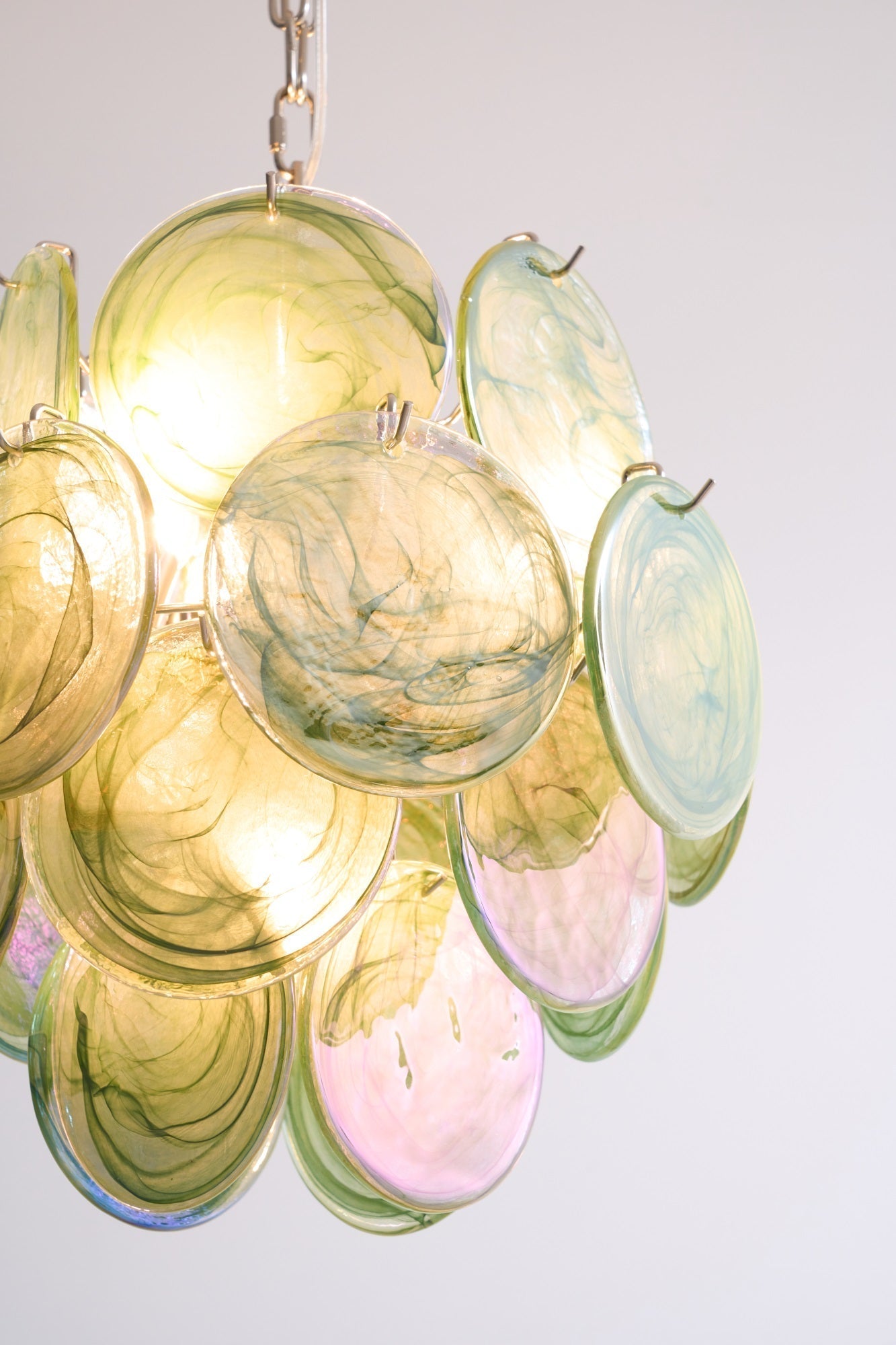 Aurora Chandelier Multicolor Murano Disc Layered Artistic