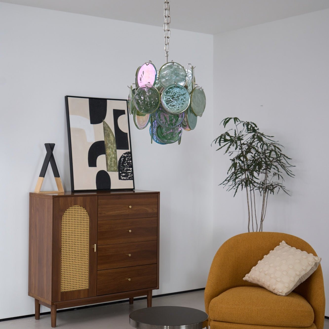 Aurora Chandelier Multicolor Murano Disc Layered Artistic