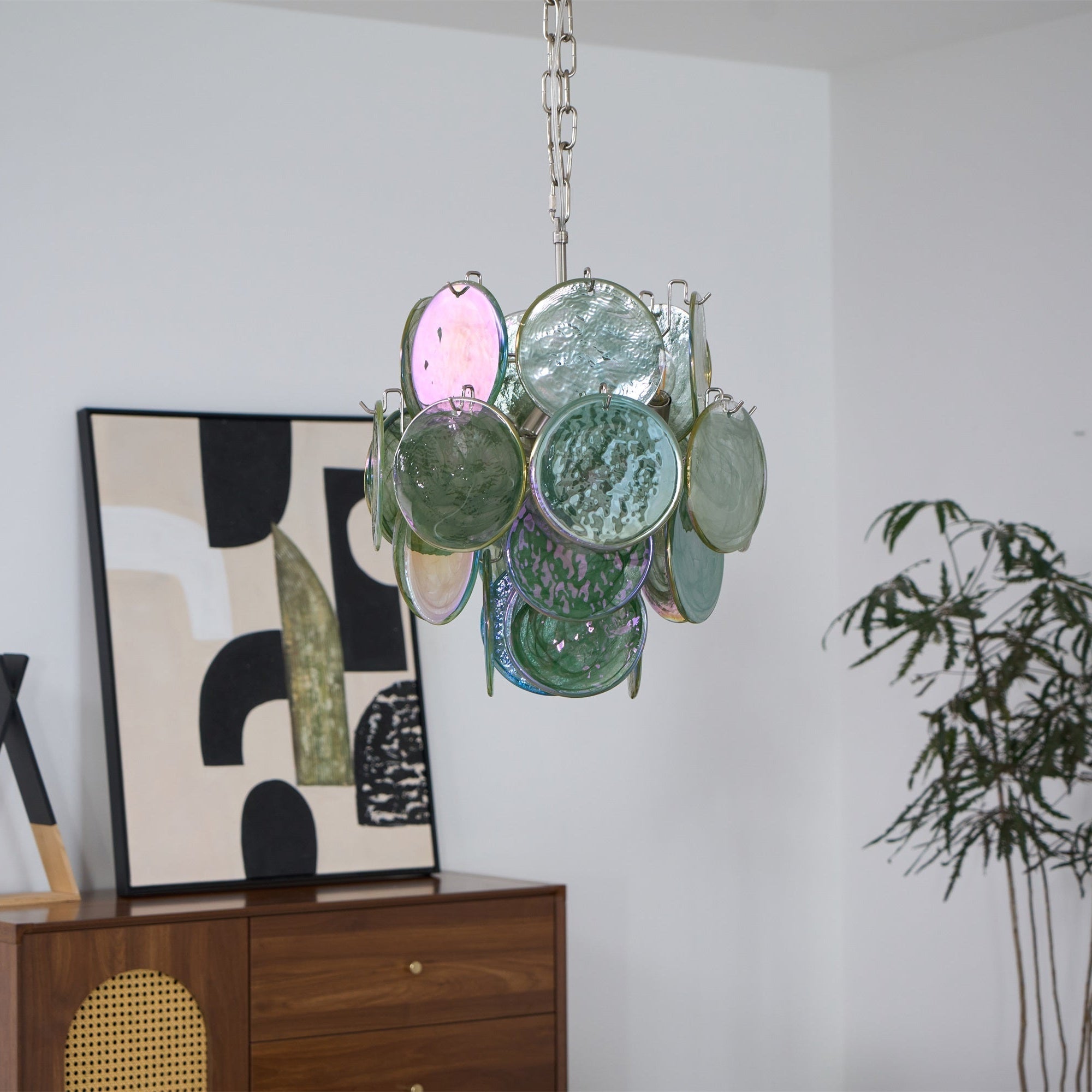 Aurora Chandelier Multicolor Murano Disc Layered Artistic