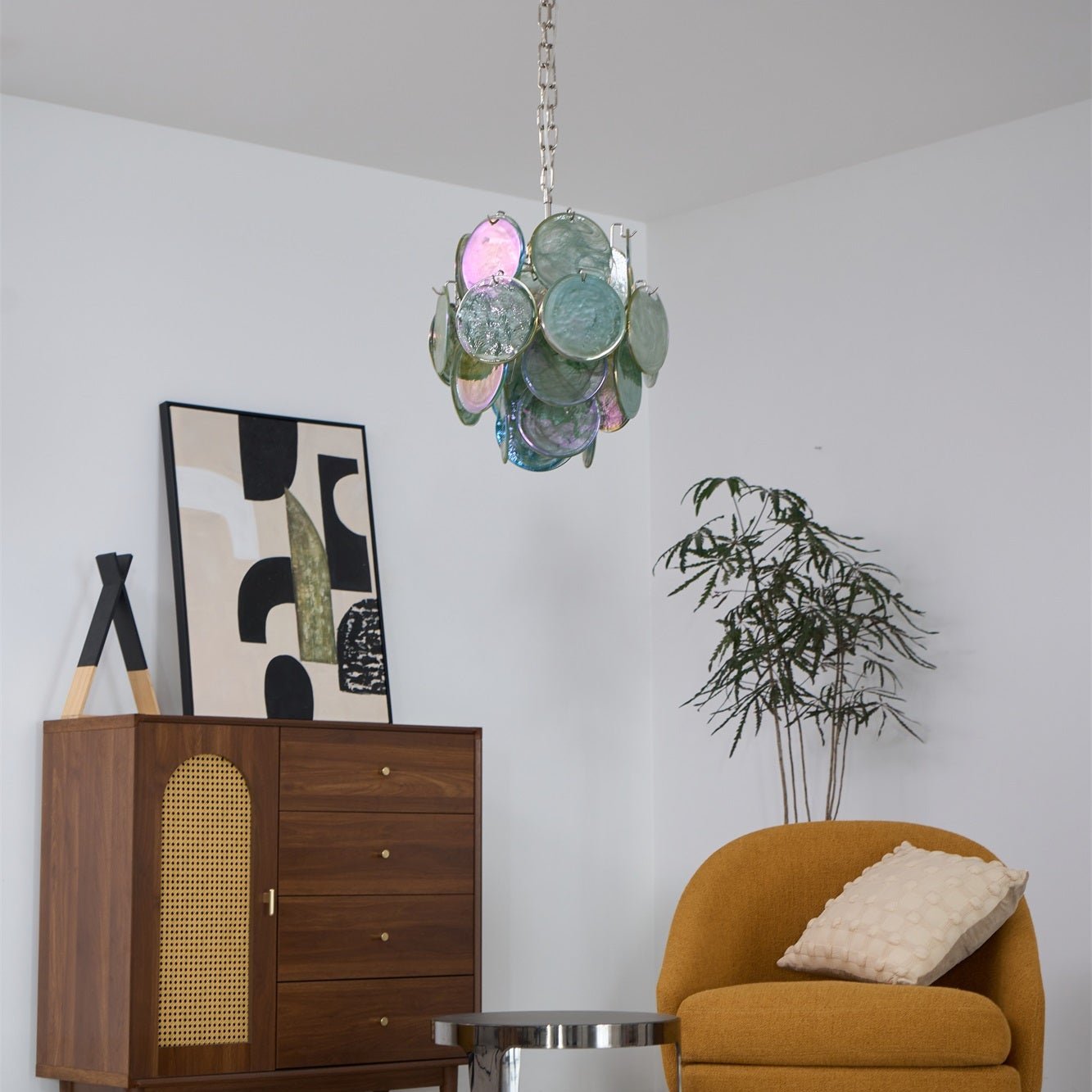 Aurora Chandelier Multicolor Murano Disc Layered Artistic