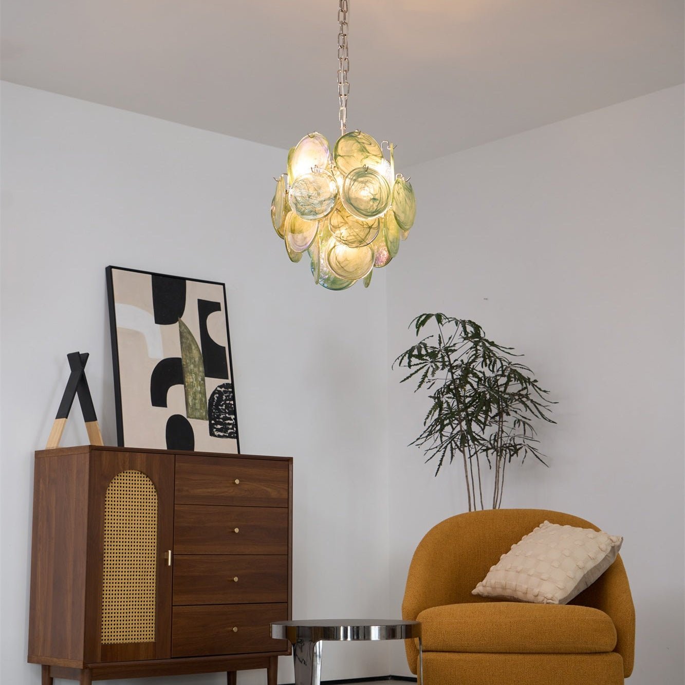 Aurora Chandelier Multicolor Murano Disc Layered Artistic